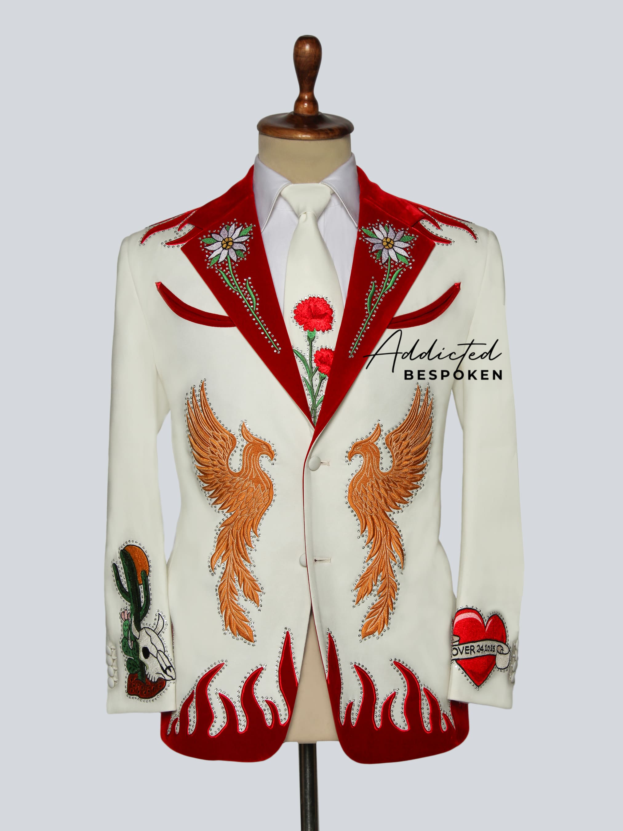 Phoenix Flame Embroidered Suit Addicted Bespoken