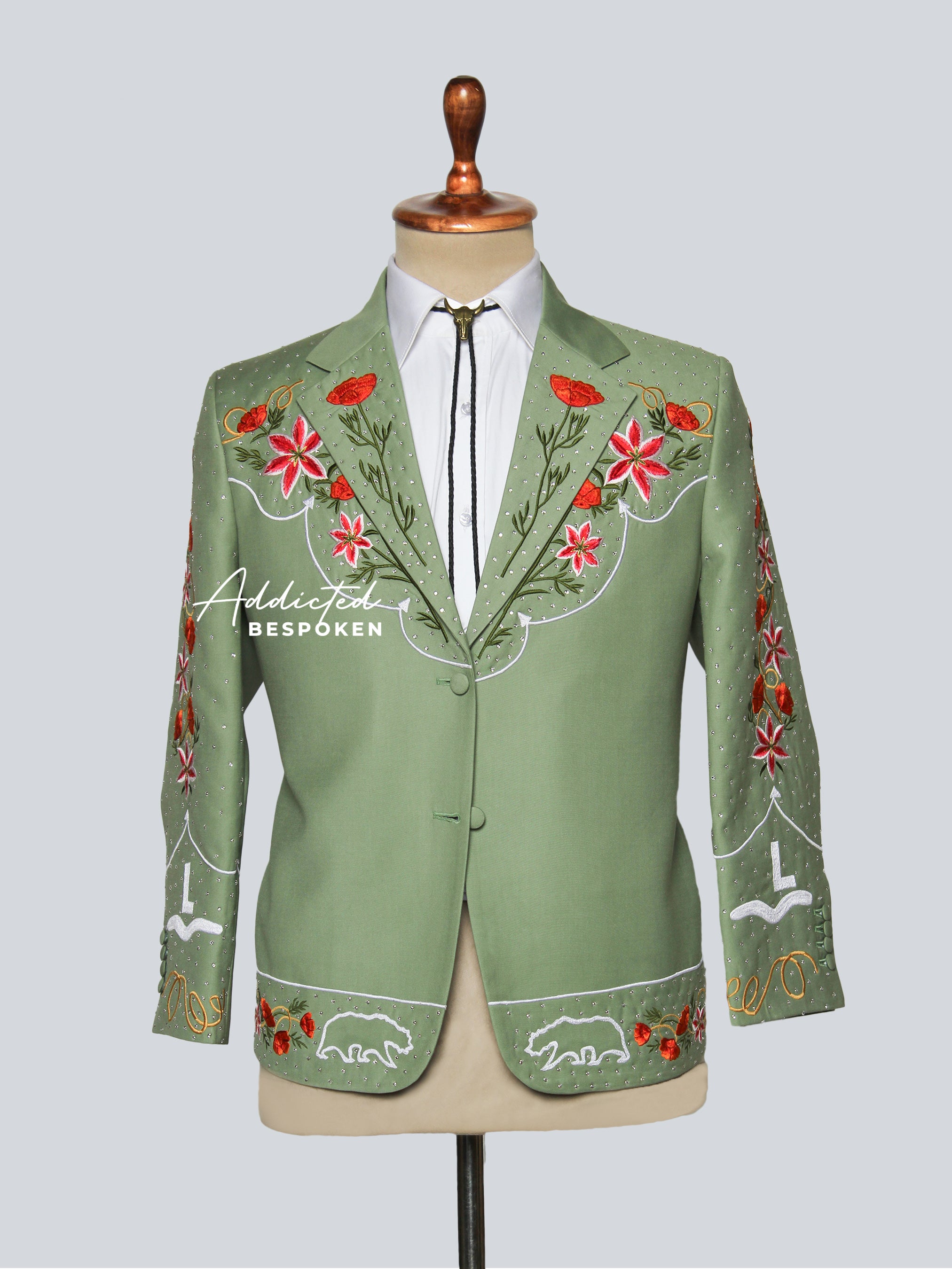 Sage Bloom Embroidered Suit Addicted Bespoken