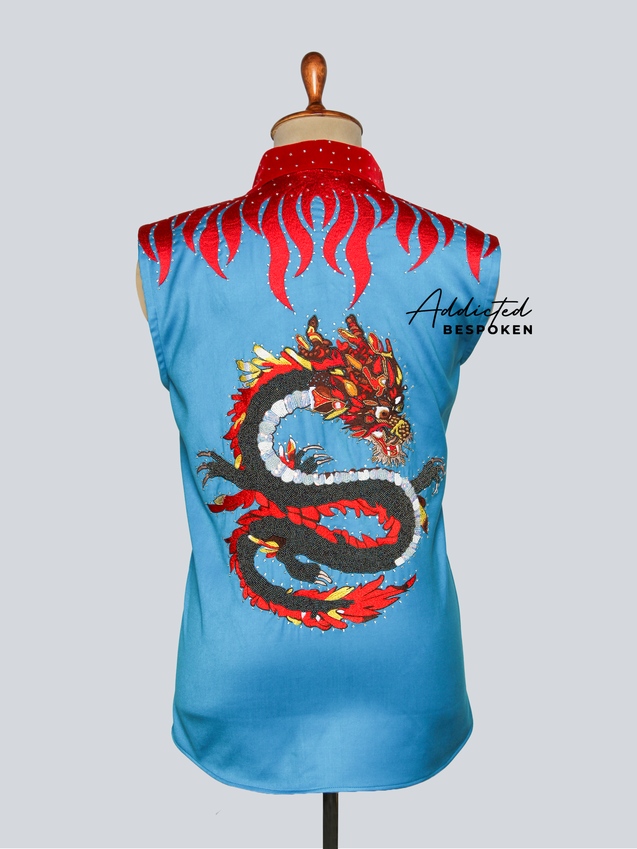 Crimson Dragon Embroidered Shirt Addicted Bespoken