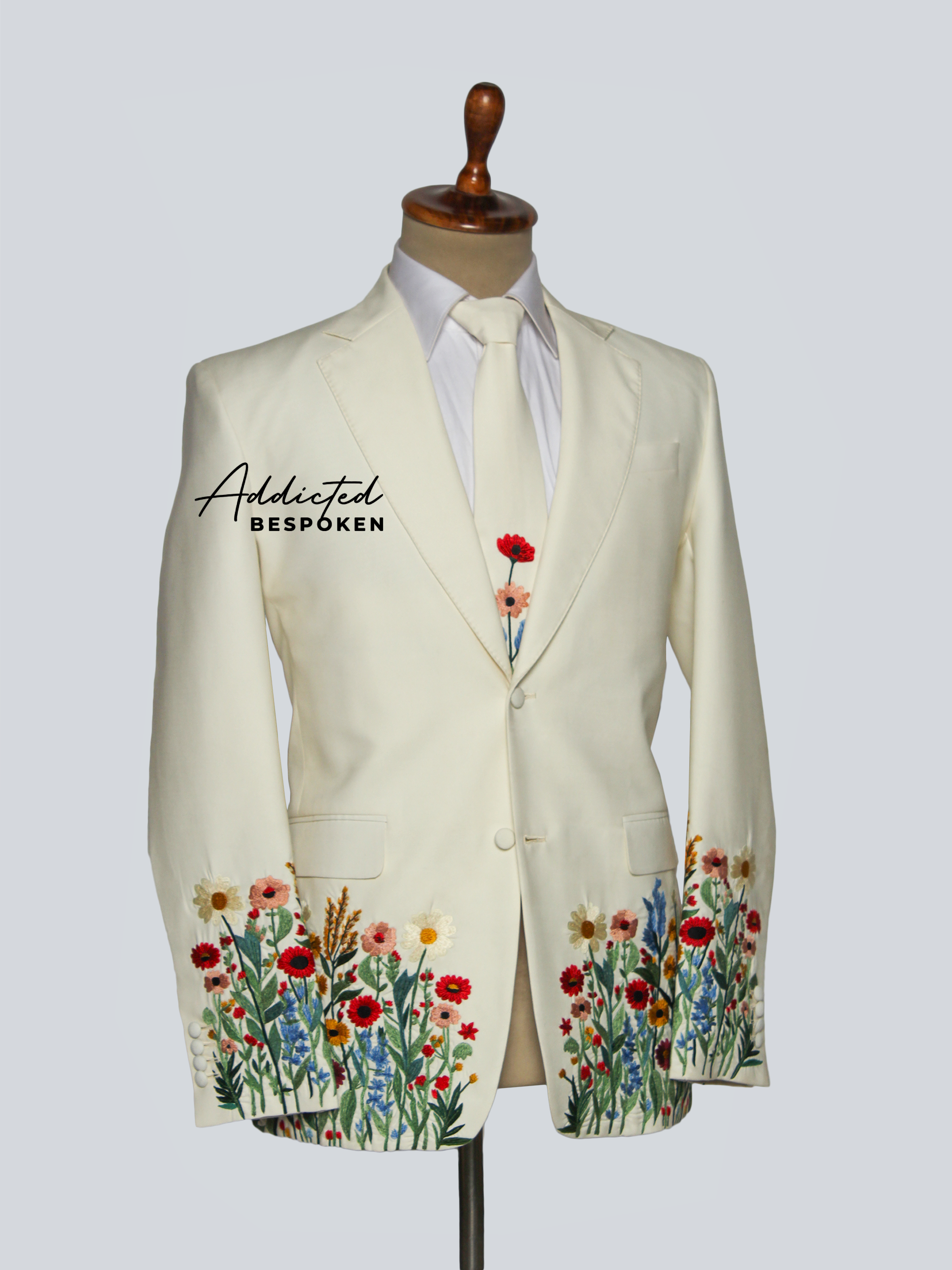 Elegant Floral Embroidered Suit