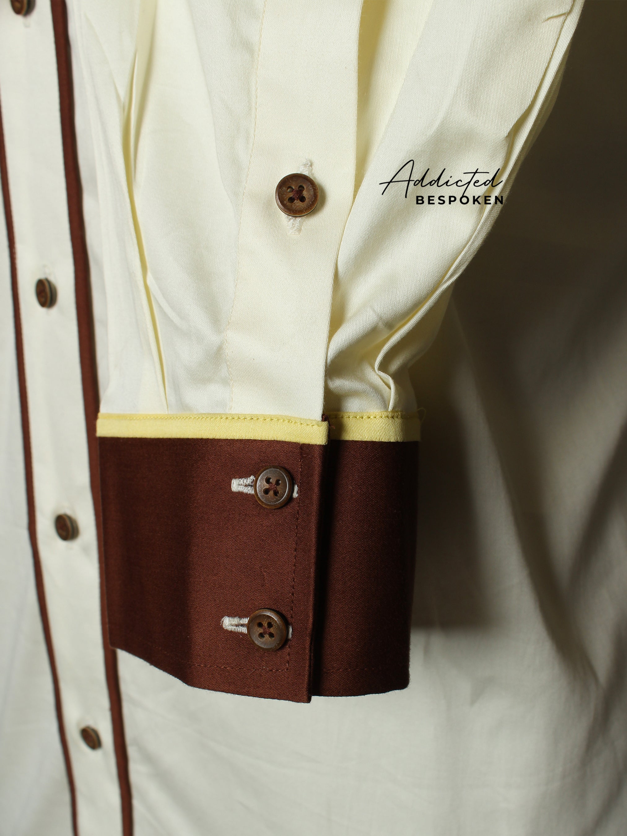 Close-up of embroidered cuff detail on cream western shirt – Addicted Bespoken
