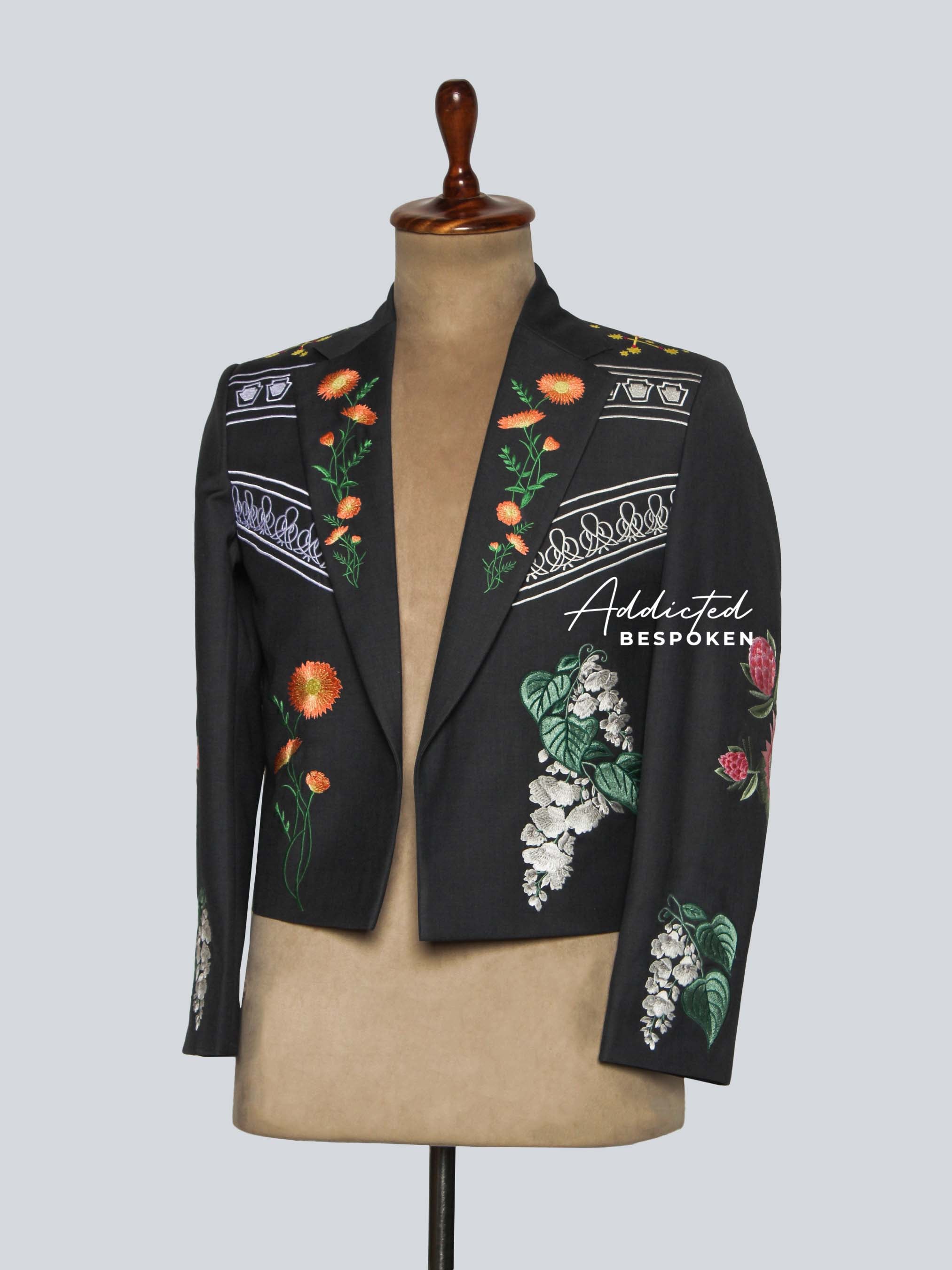 Botanical Embroidered Cropped Blazer Addicted Bespoken
