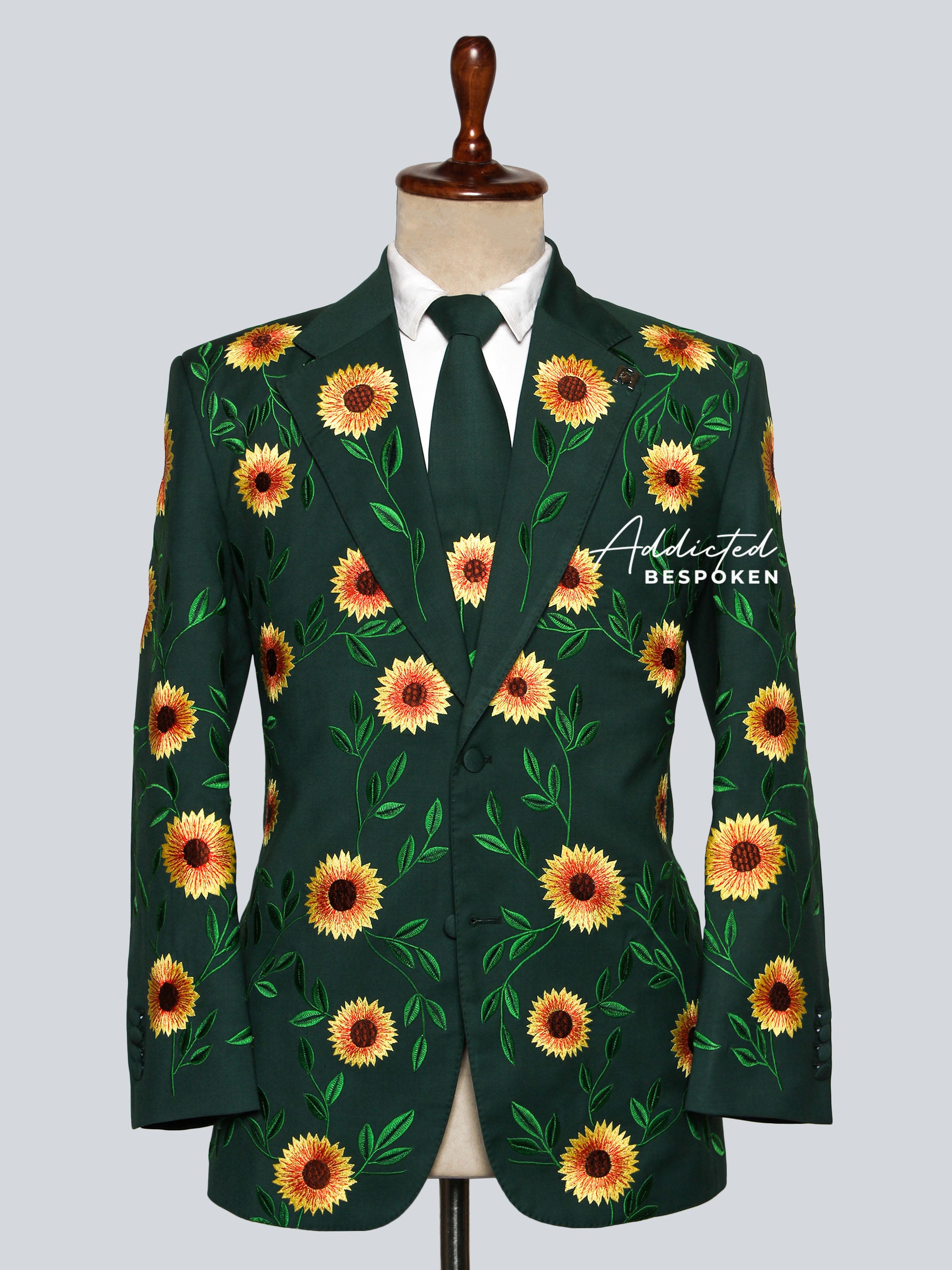 Artful Sunflower Embroidery Two-Piece Cocktail Suit