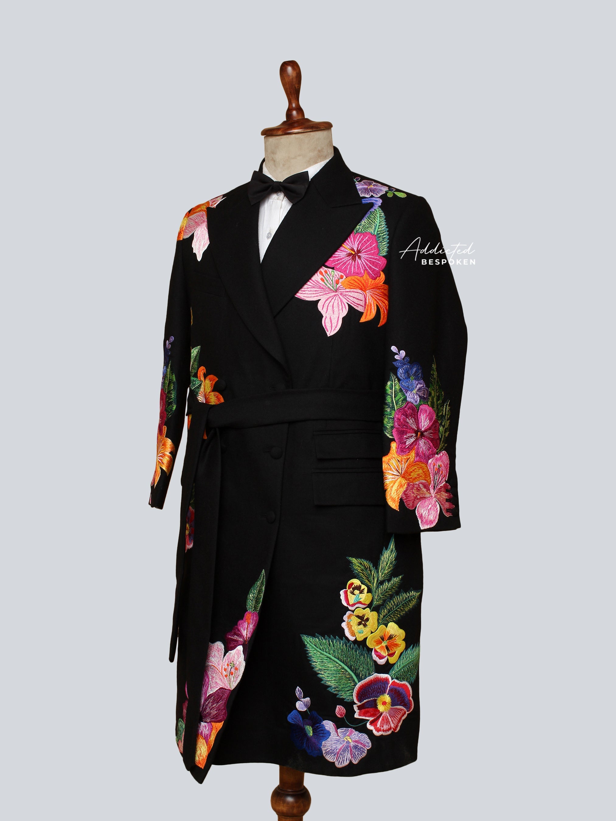Black Floral Long Coat Addicted Bespoken