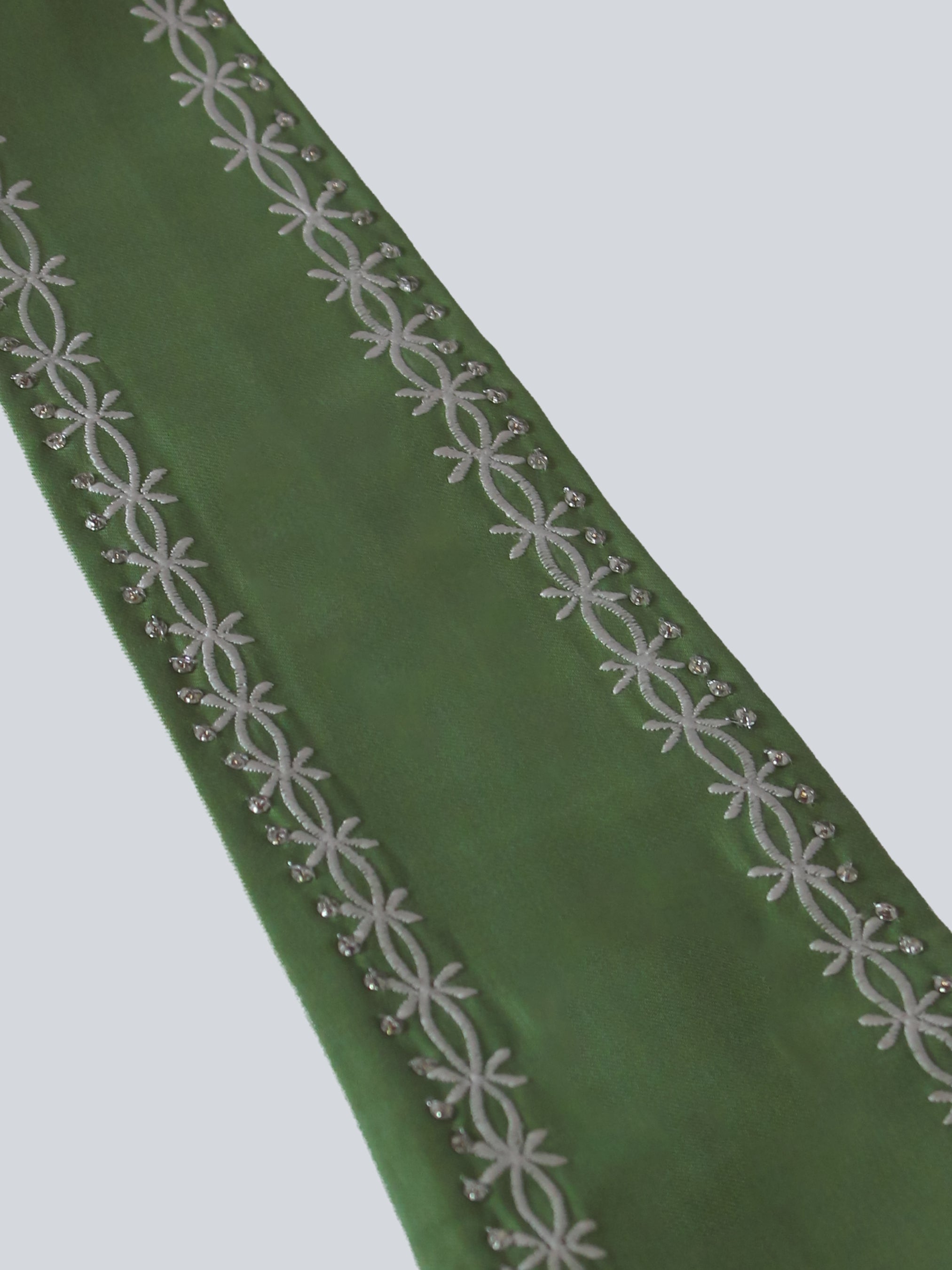 Green Embroidered Tie