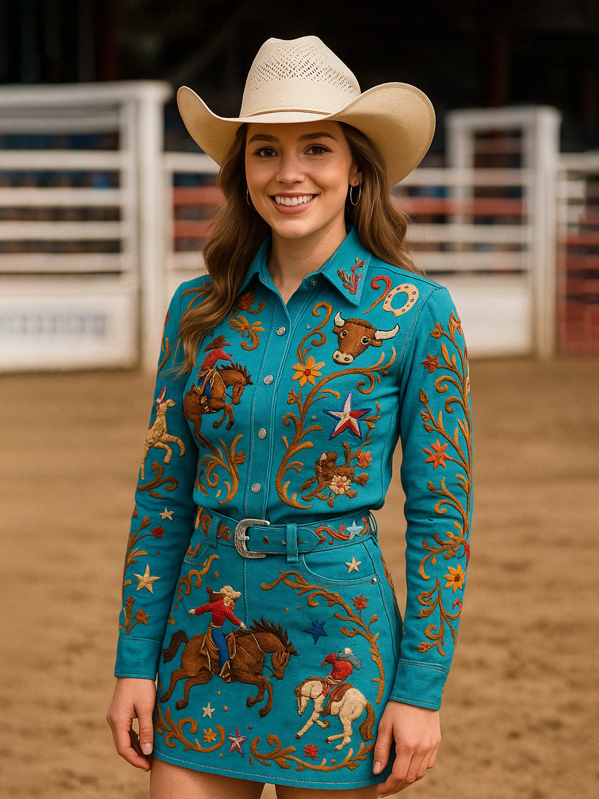 knee length dresses for ladies Black Jean Western Dress – Buckin' Bronc Saloon main image 0