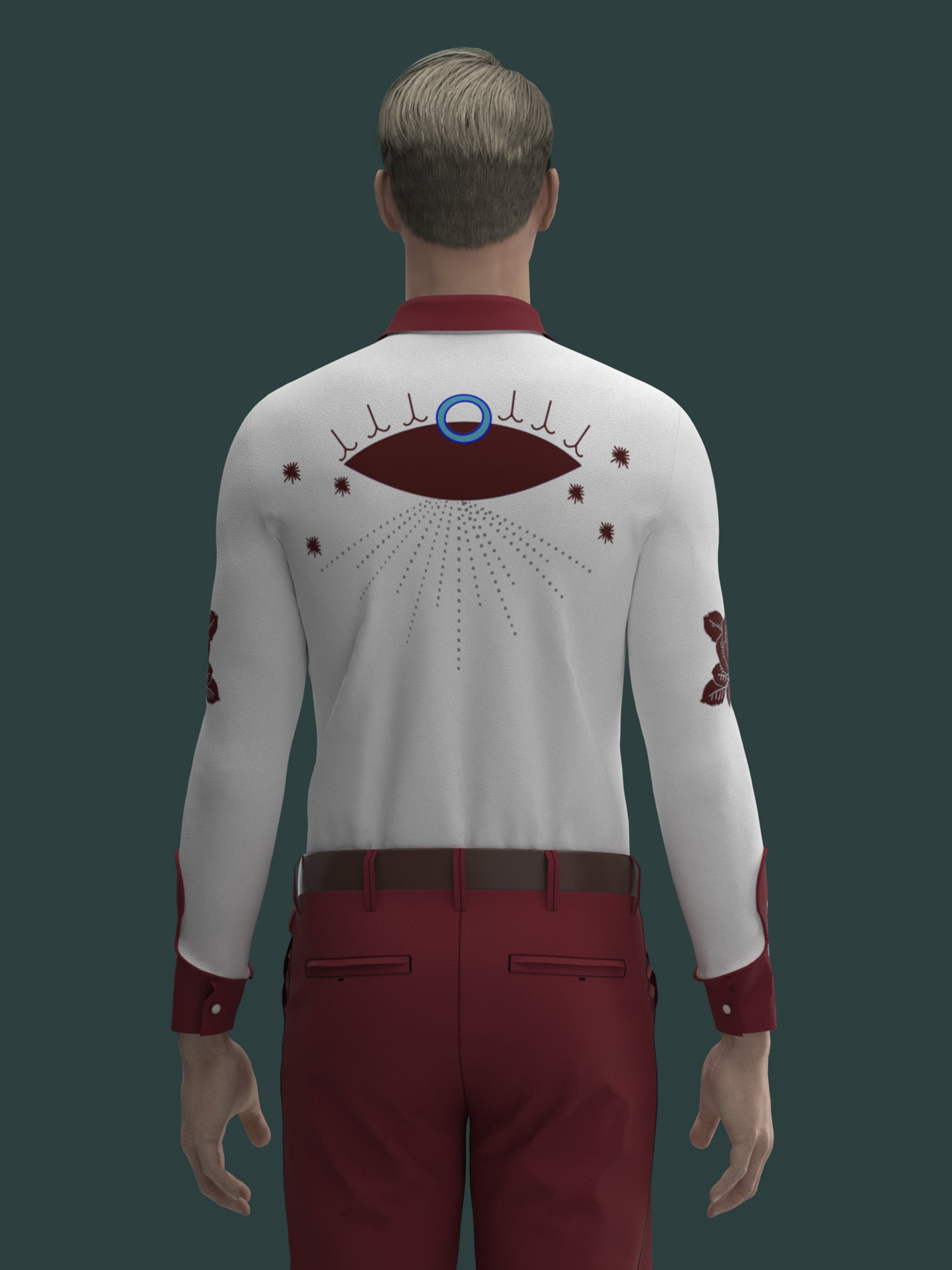 Rose Adorned Embroidered Shirt
