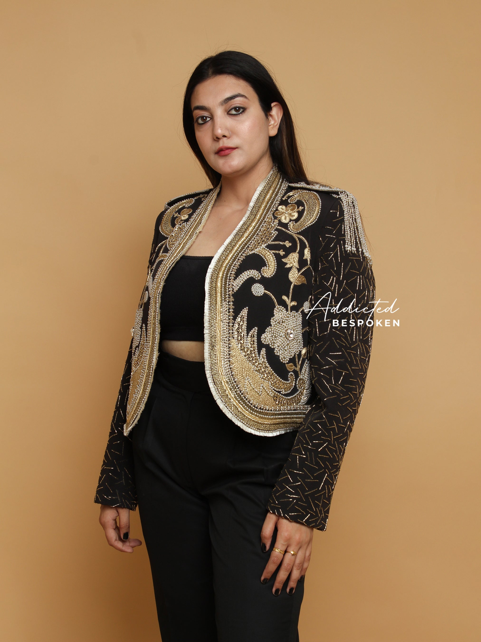 Gilded Fur and Beads Crop Jacket (CLS) Addicted Bespoken