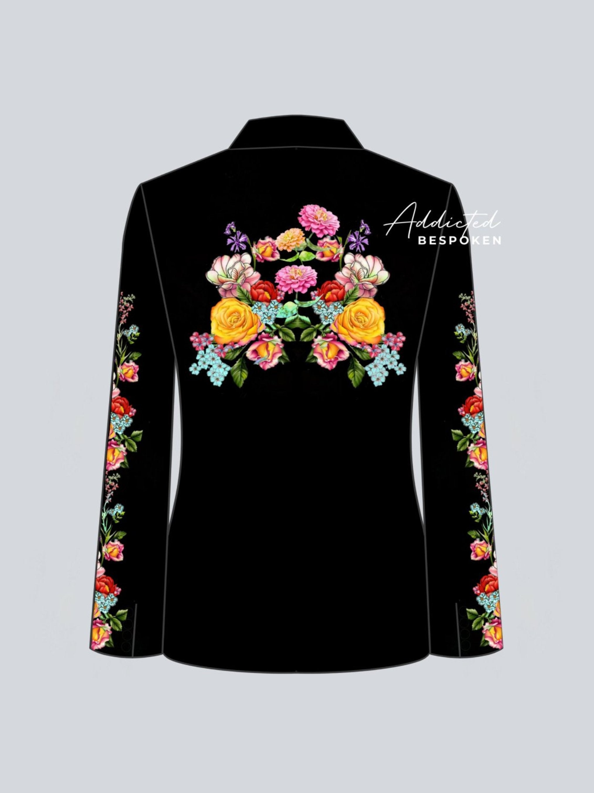 Flora & Fauna Embroidered Black Suit Addicted Bespoken