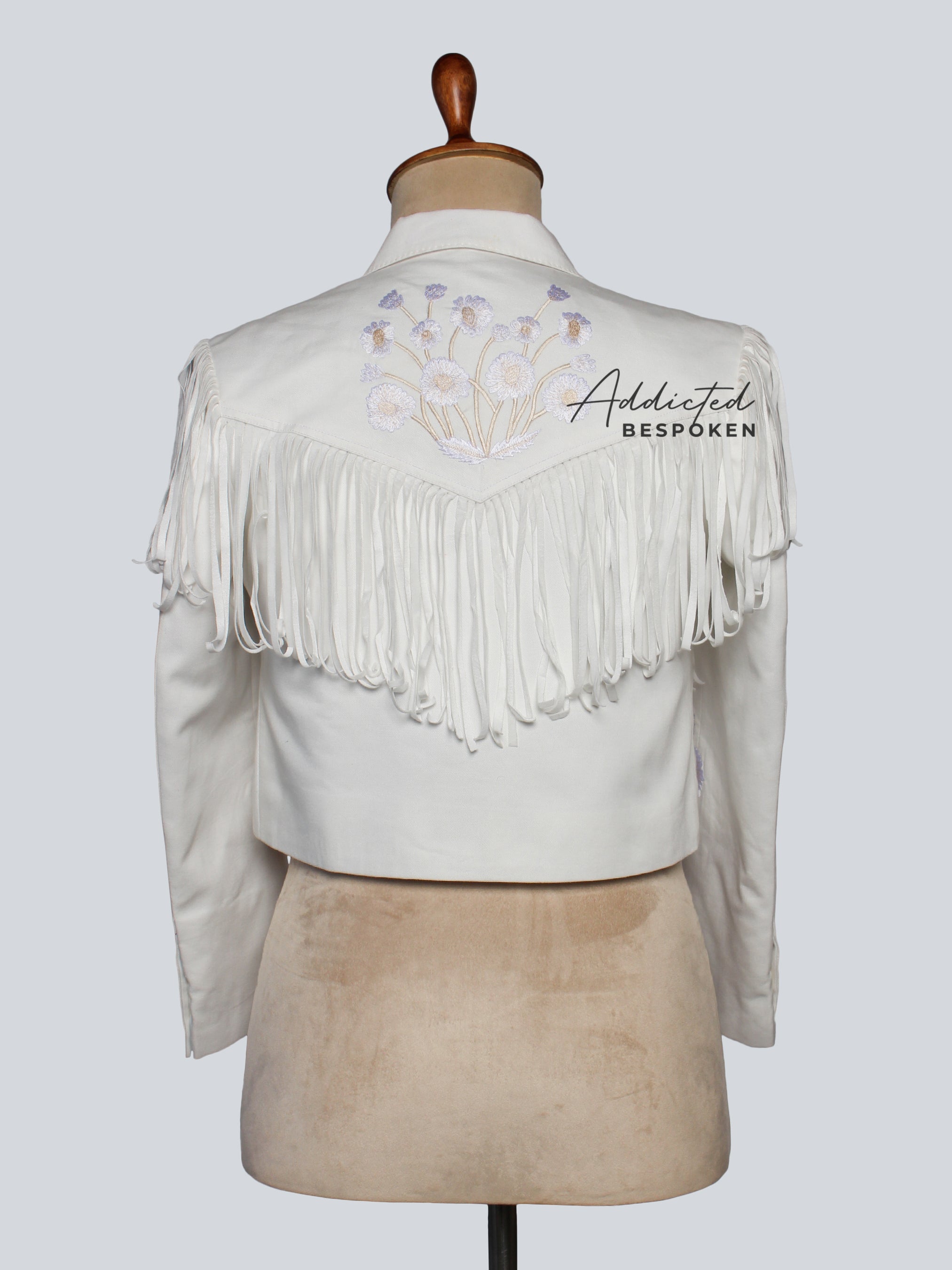 Short Jacket with Fringe and Flower Accents