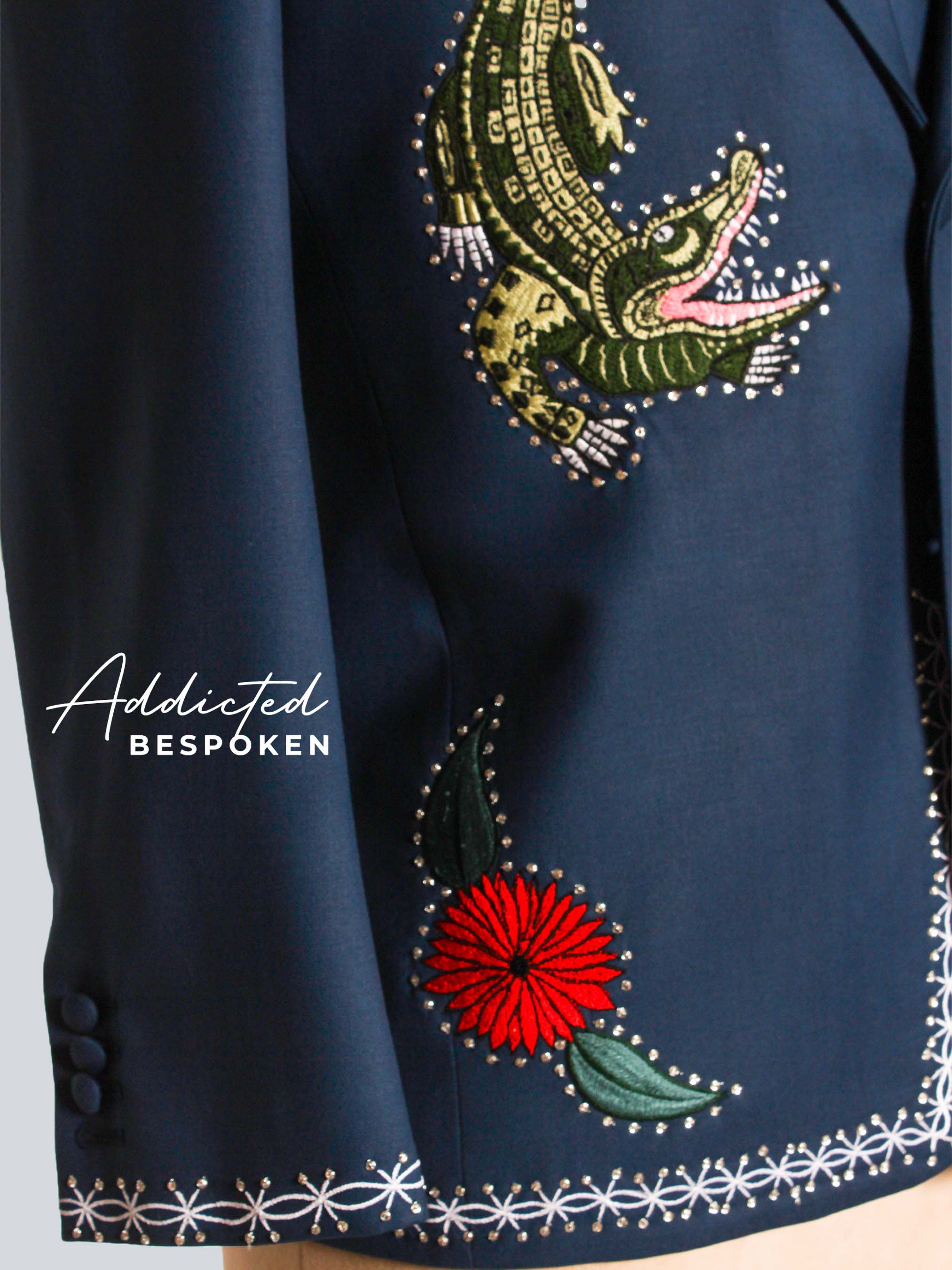 Crocodile Floral Embroidered Suit Addicted Bespoken