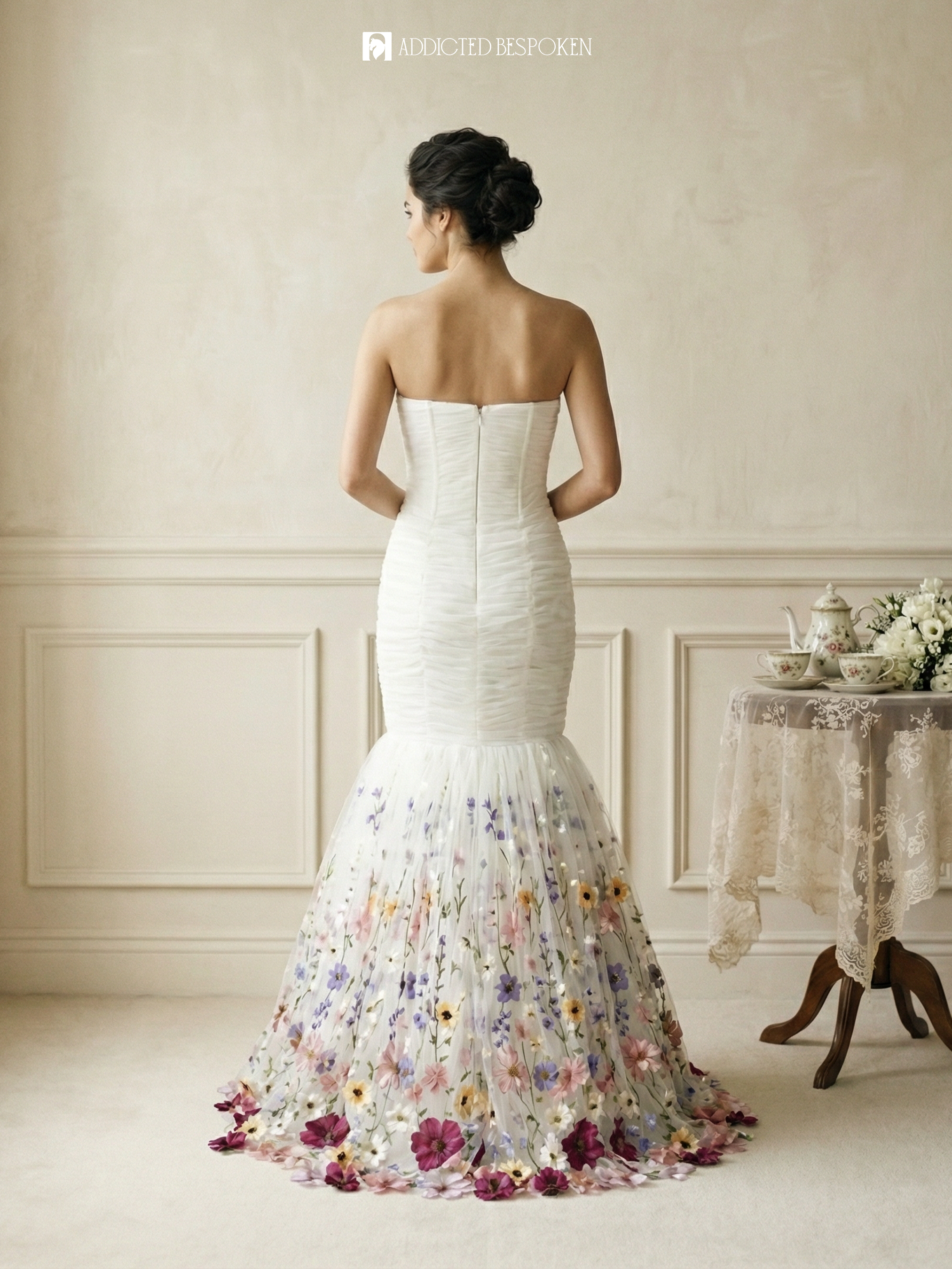 Floral Embroidered Bridal Gown Addicted Bespoken
