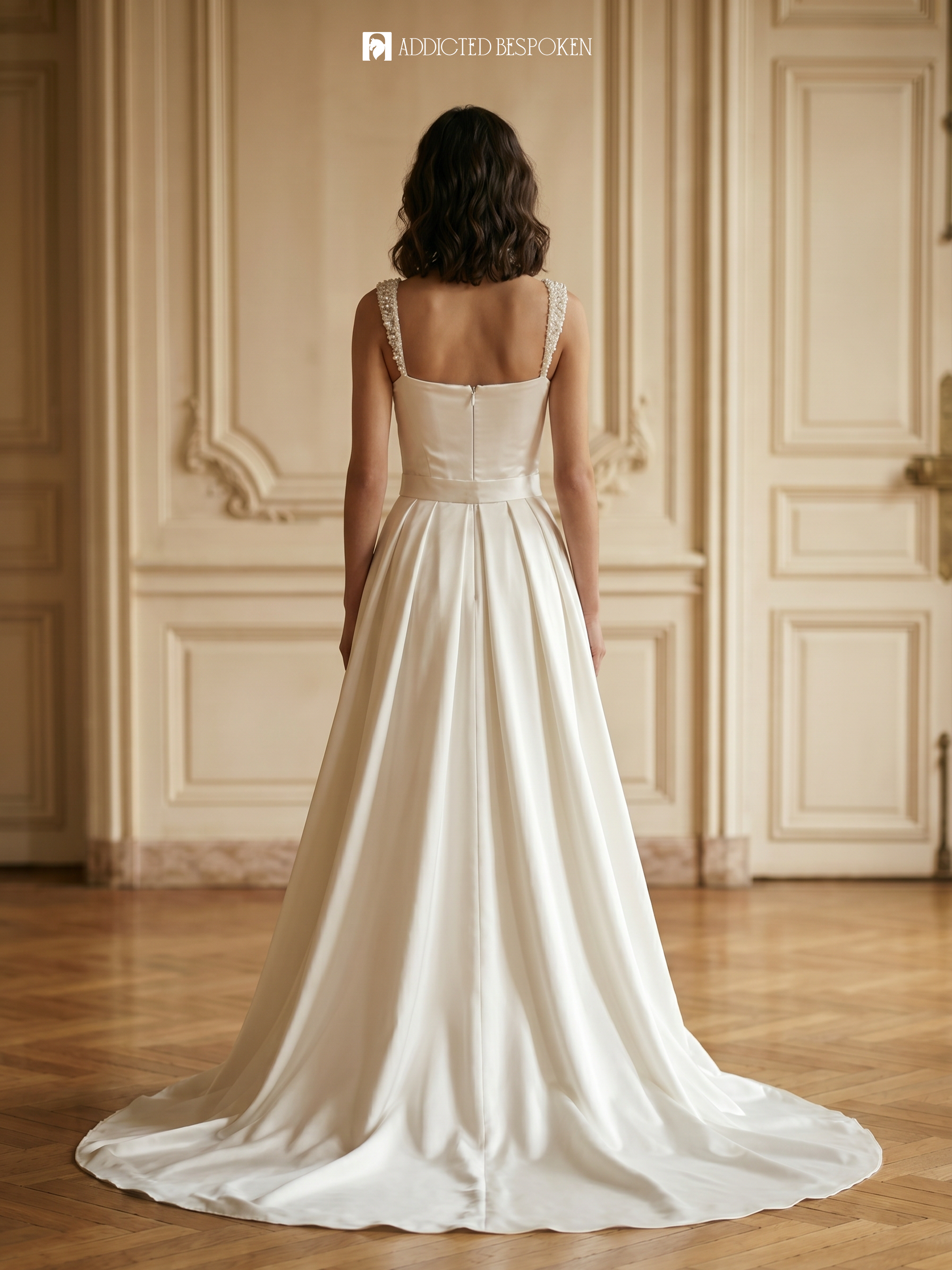 Pearl Beaded Satin Bridal Gown Addicted Bespoken