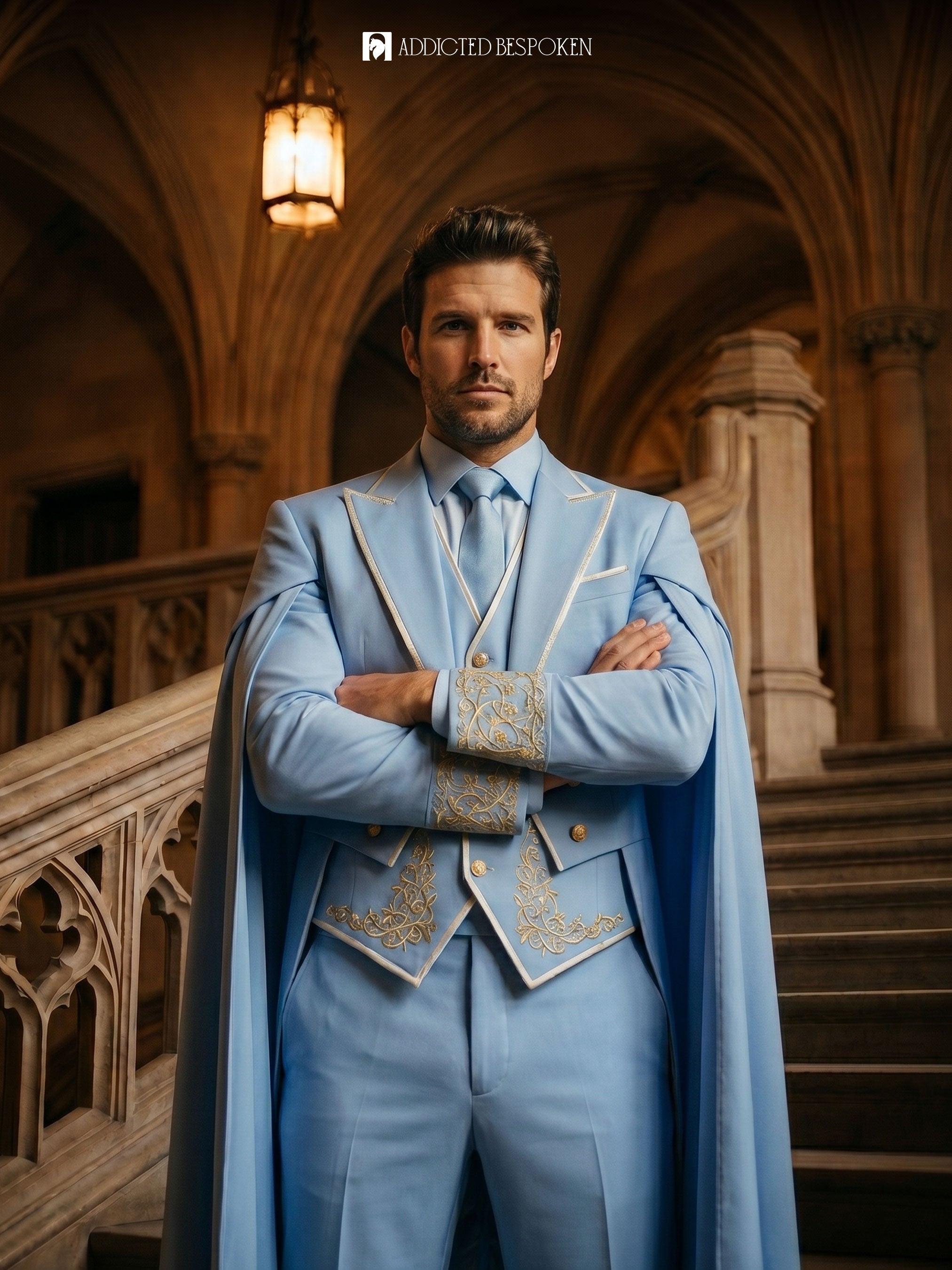 Regal Embroidered Cape Suit Addicted Bespoken