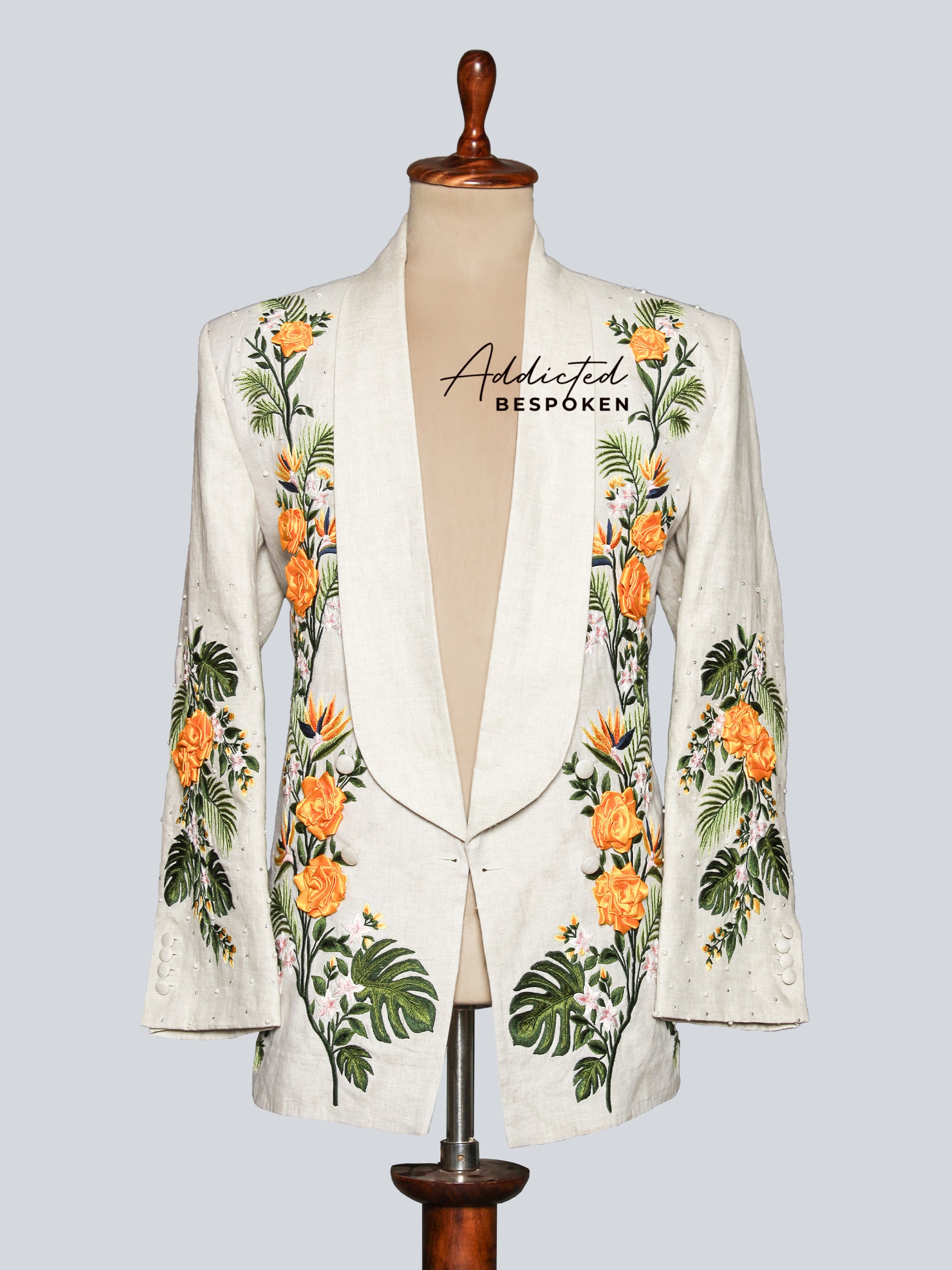 Tropical Floral Embroidered Suit Addicted Bespoken