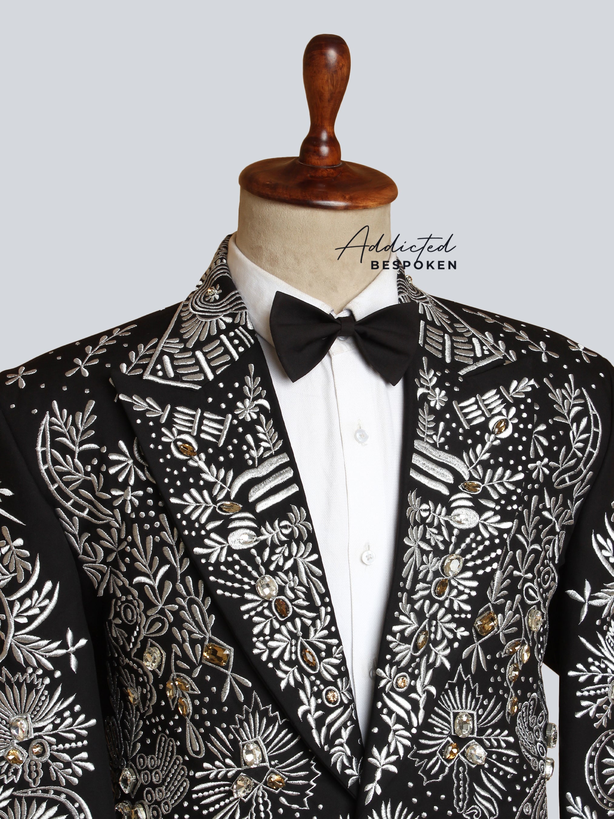 Midnight Elegance Embroidered Blazer Addicted Bespoken