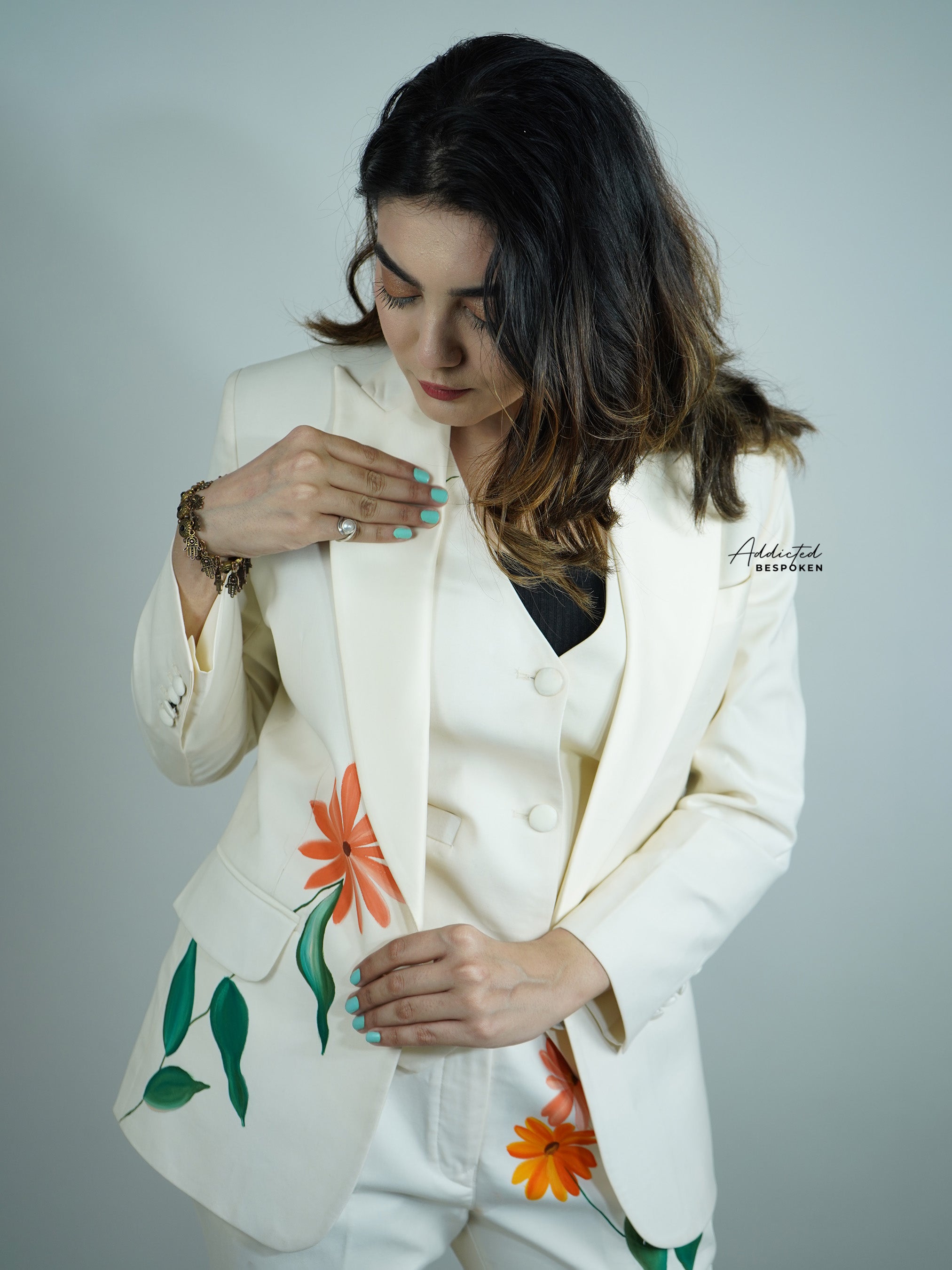 Hand Painted Floral Suit Addicted Bespoken