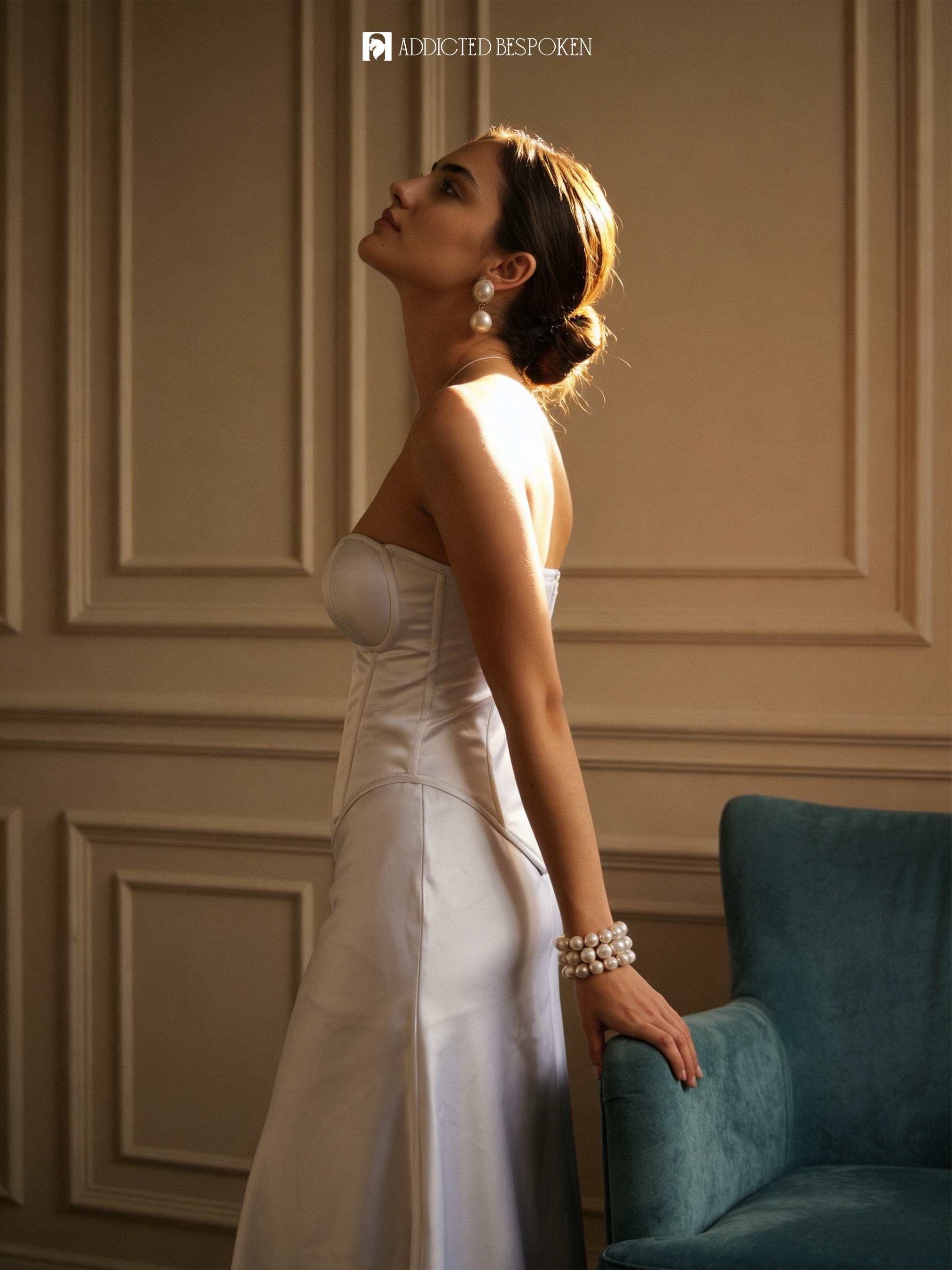 White Strapless Satin Corset Gown Addicted Bespoken