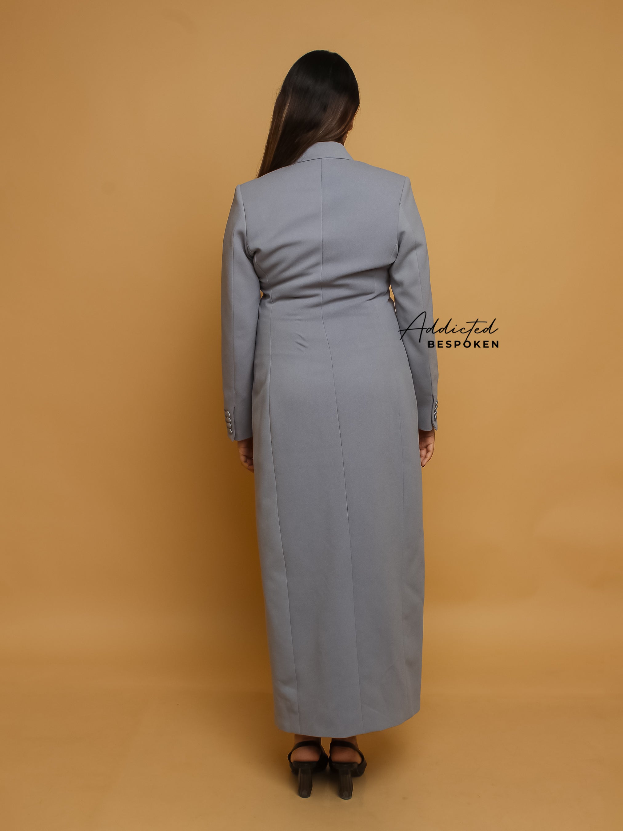 Grey Long Blazer Dress Addicted Bespoken