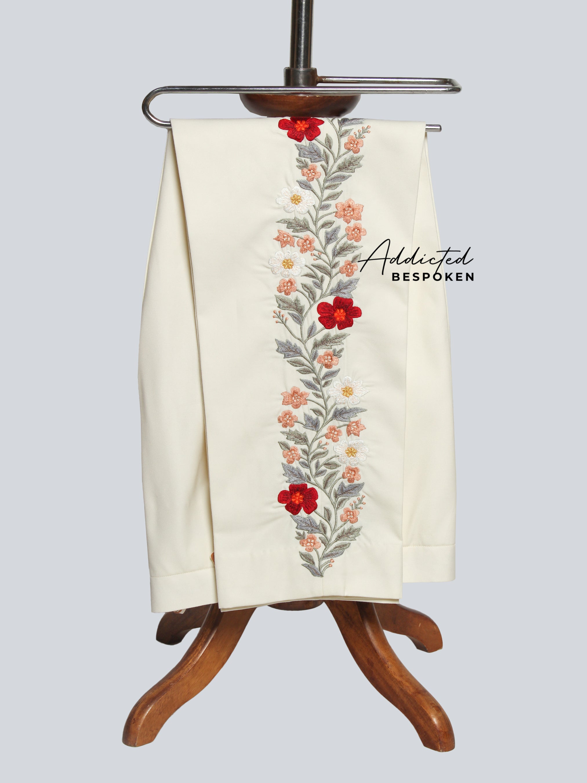 Floral Embroidered Fringe Suit