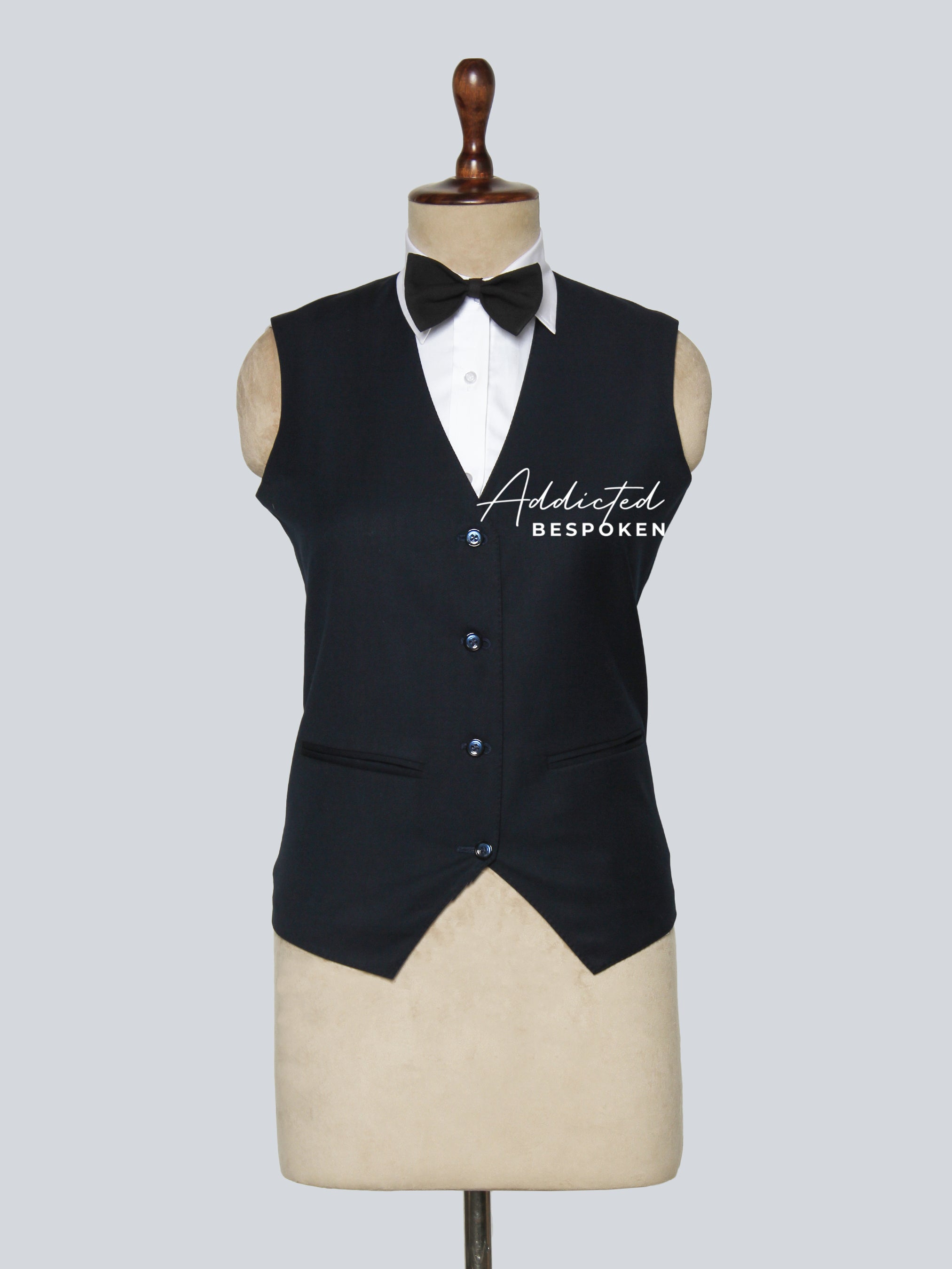 Signature classic formal suit vest front view – tailored black waistcoat with button closure for men