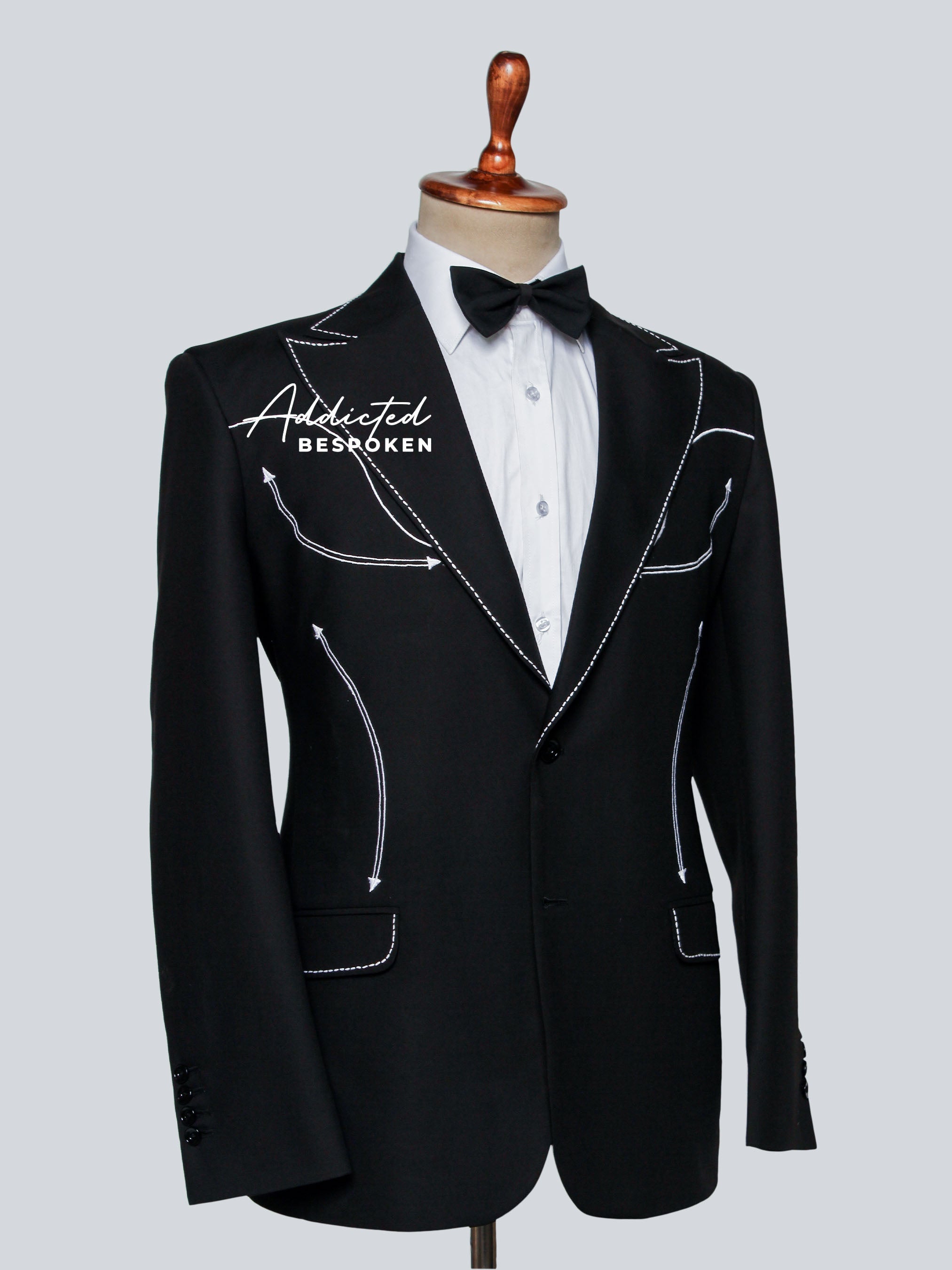 Luxury Western-Inspired Black Blazer Addicted Bespoken