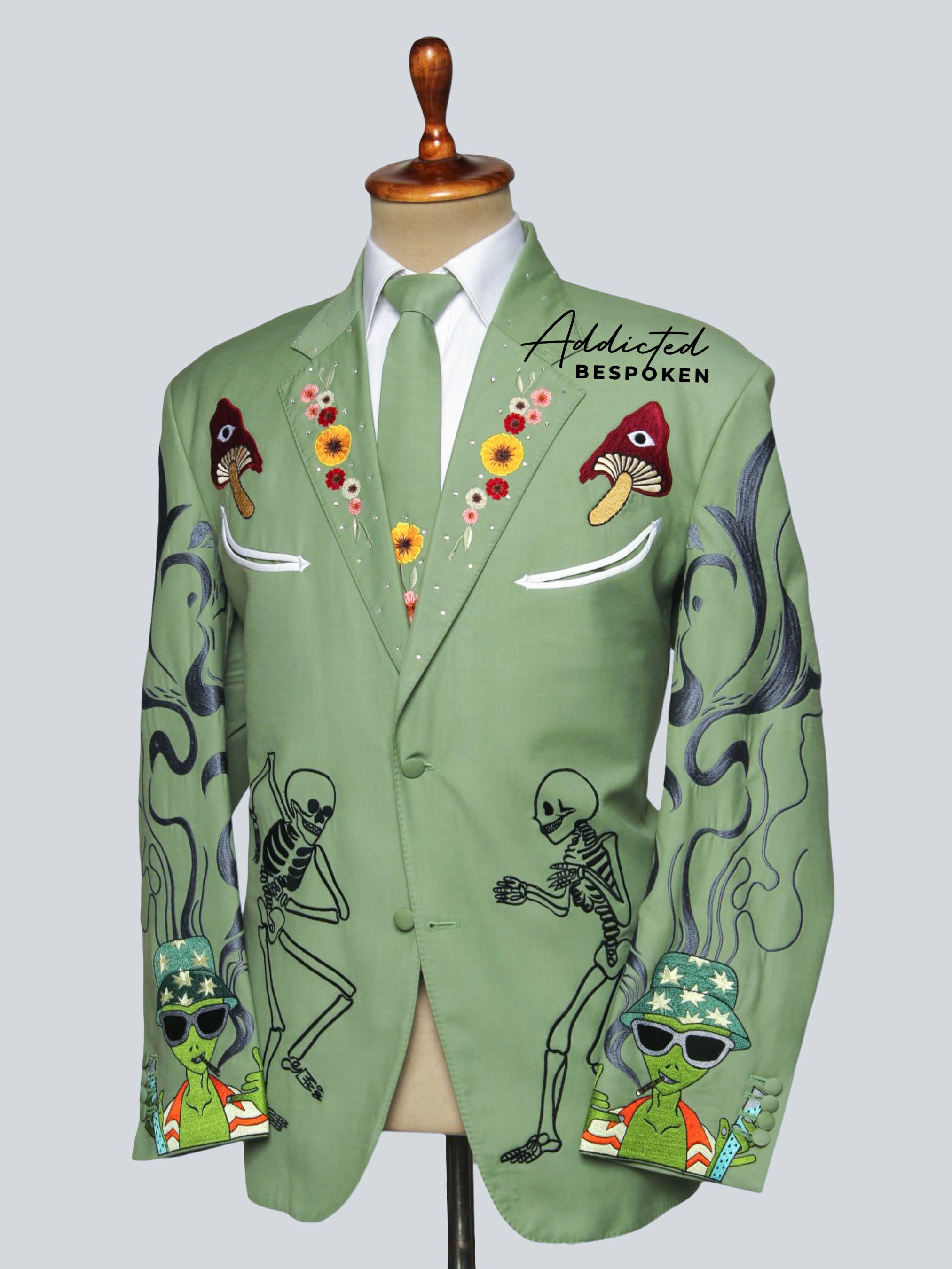 Mystic Skeleton & Mushroom Embroidered Ensemble Addicted Bespoken