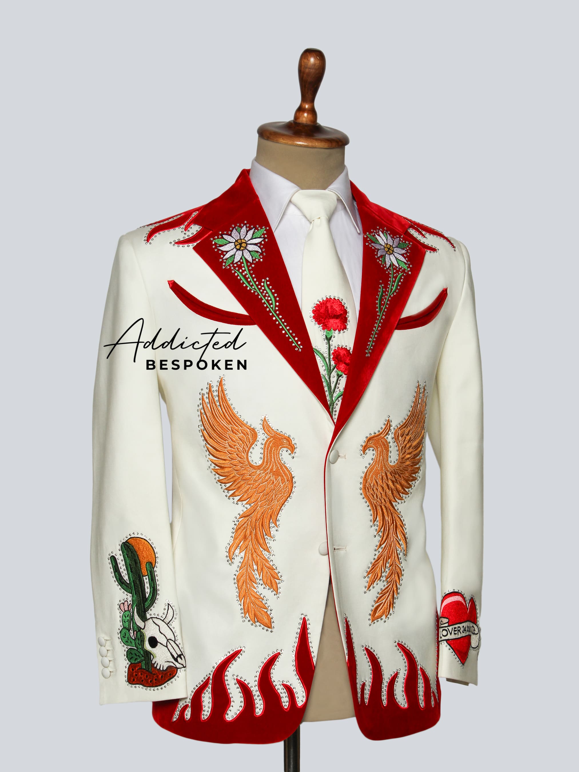 Phoenix Flame Embroidered Suit Addicted Bespoken