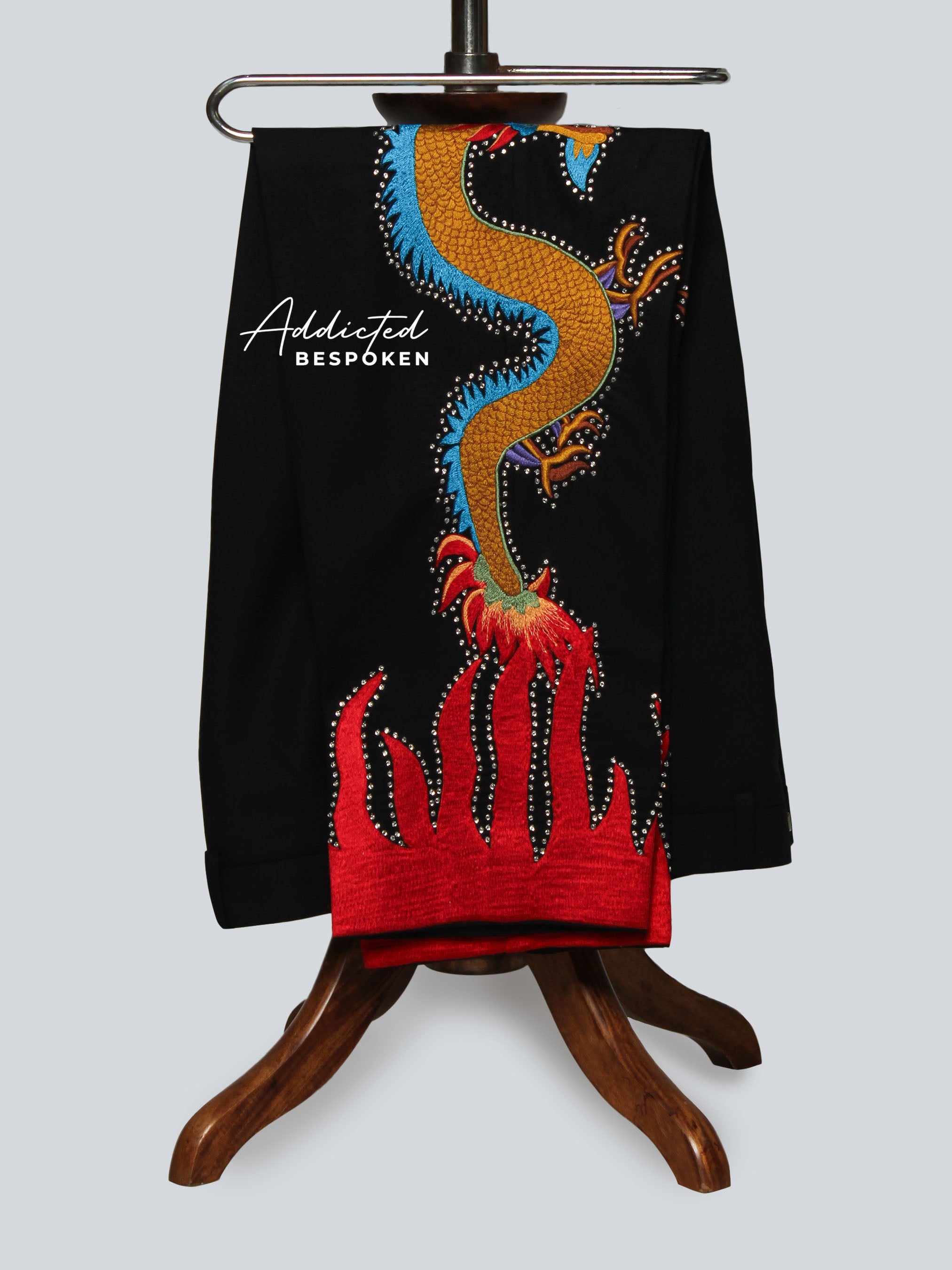 Dragon Flame Embroidered Western Shirt Set Addicted Bespoken
