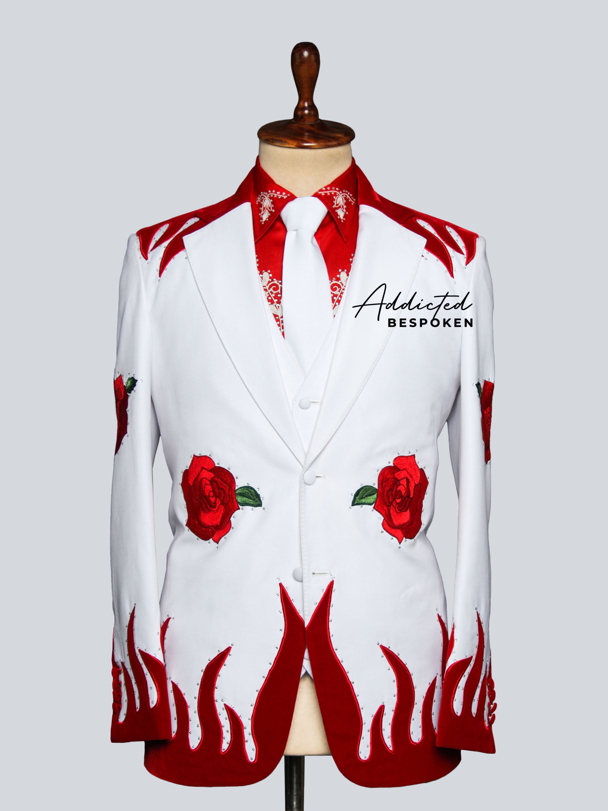 Flame Rose Embroidered Suit Addicted Bespoken