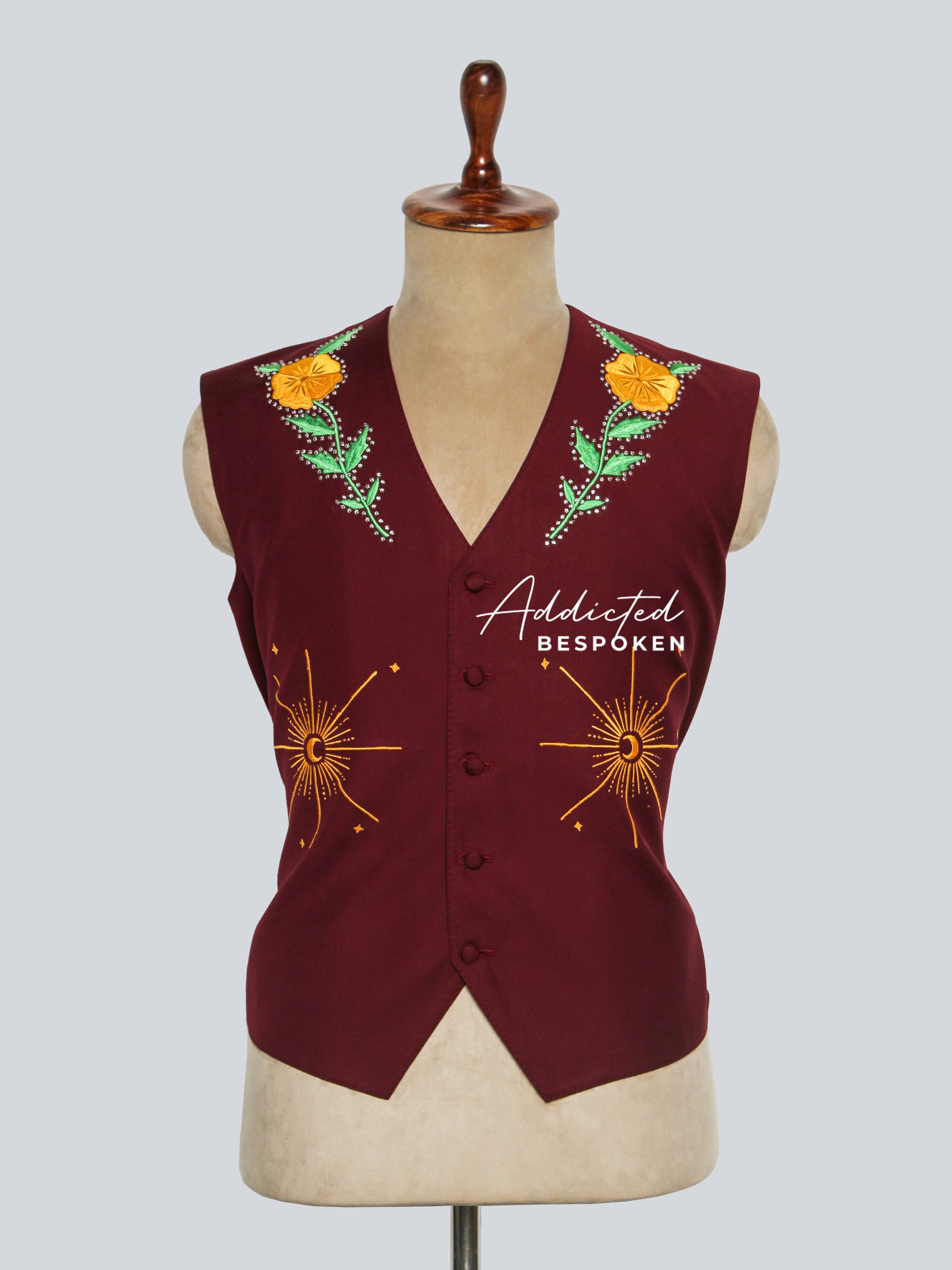 Cosmic Western Embroidered Vest Addicted Bespoken