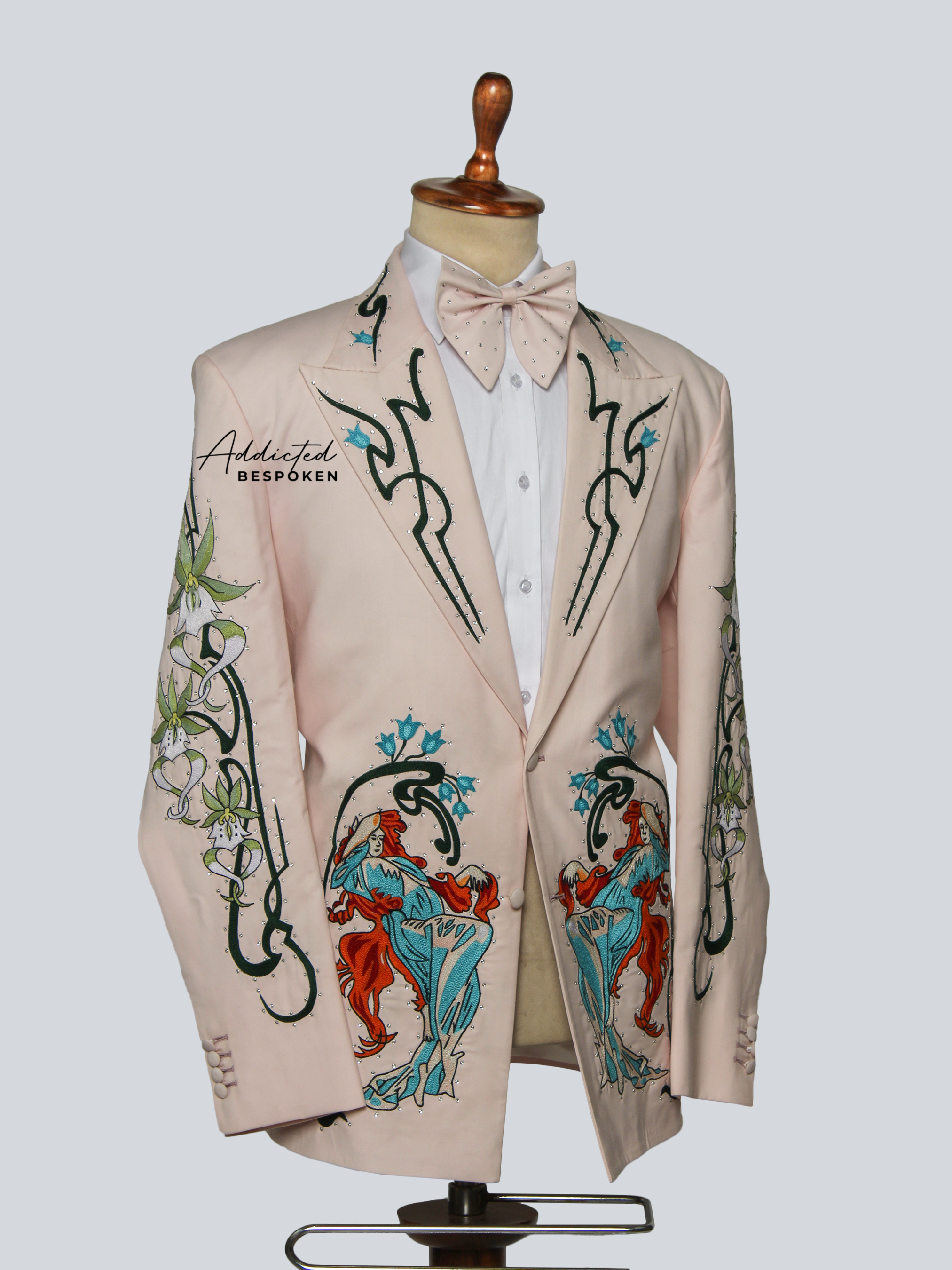 Twin Stallion Embroidered Suit