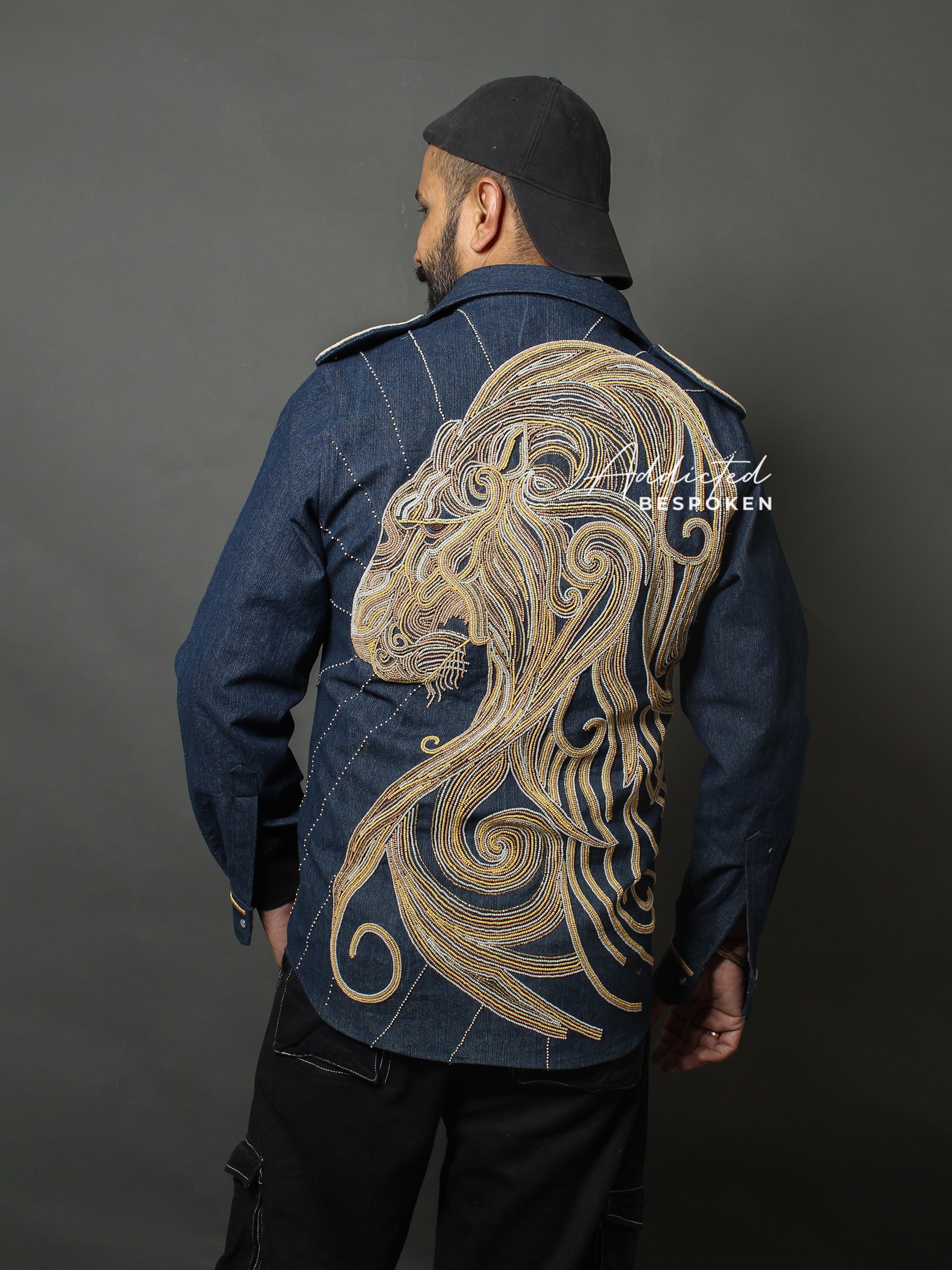 Regal Lion Embroidered Denim Shirt (CLS)
