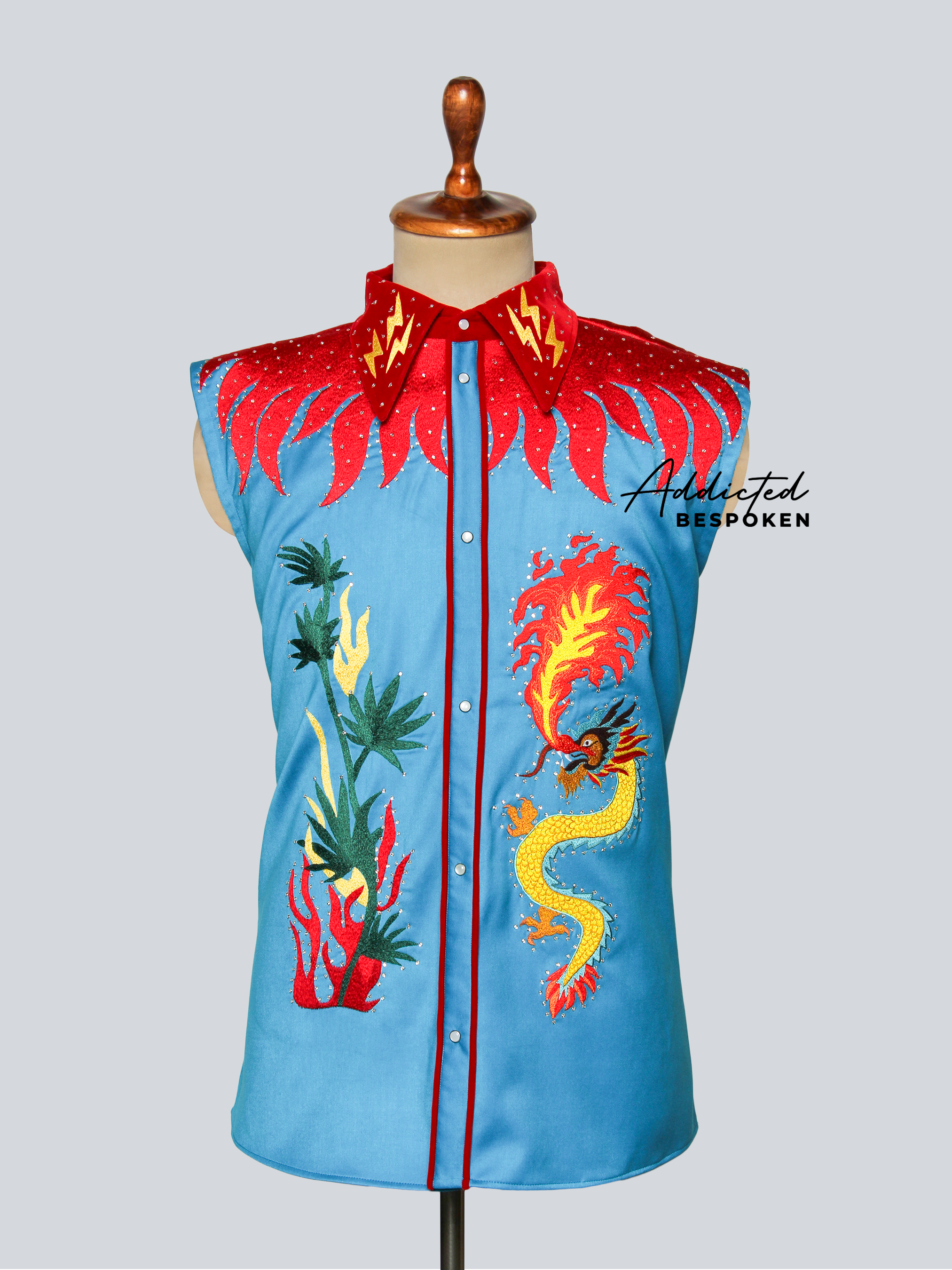 Crimson Dragon Embroidered Shirt Addicted Bespoken
