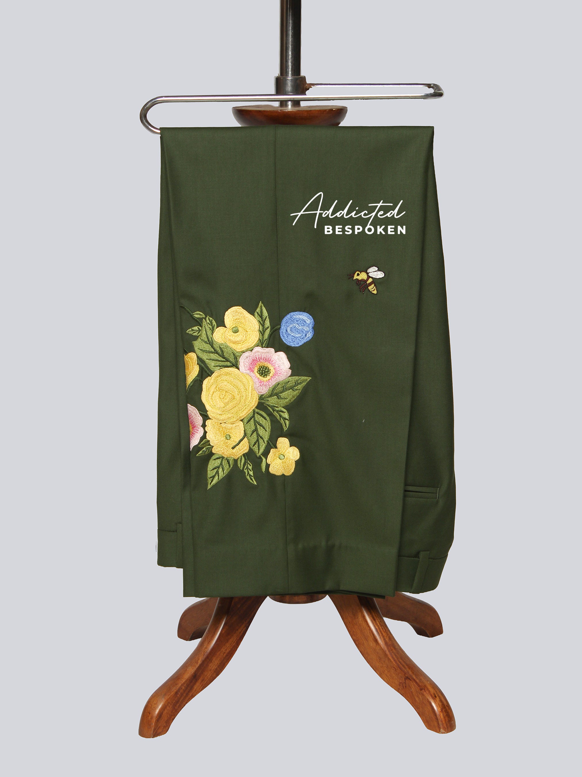 Green Embroidered Pant
