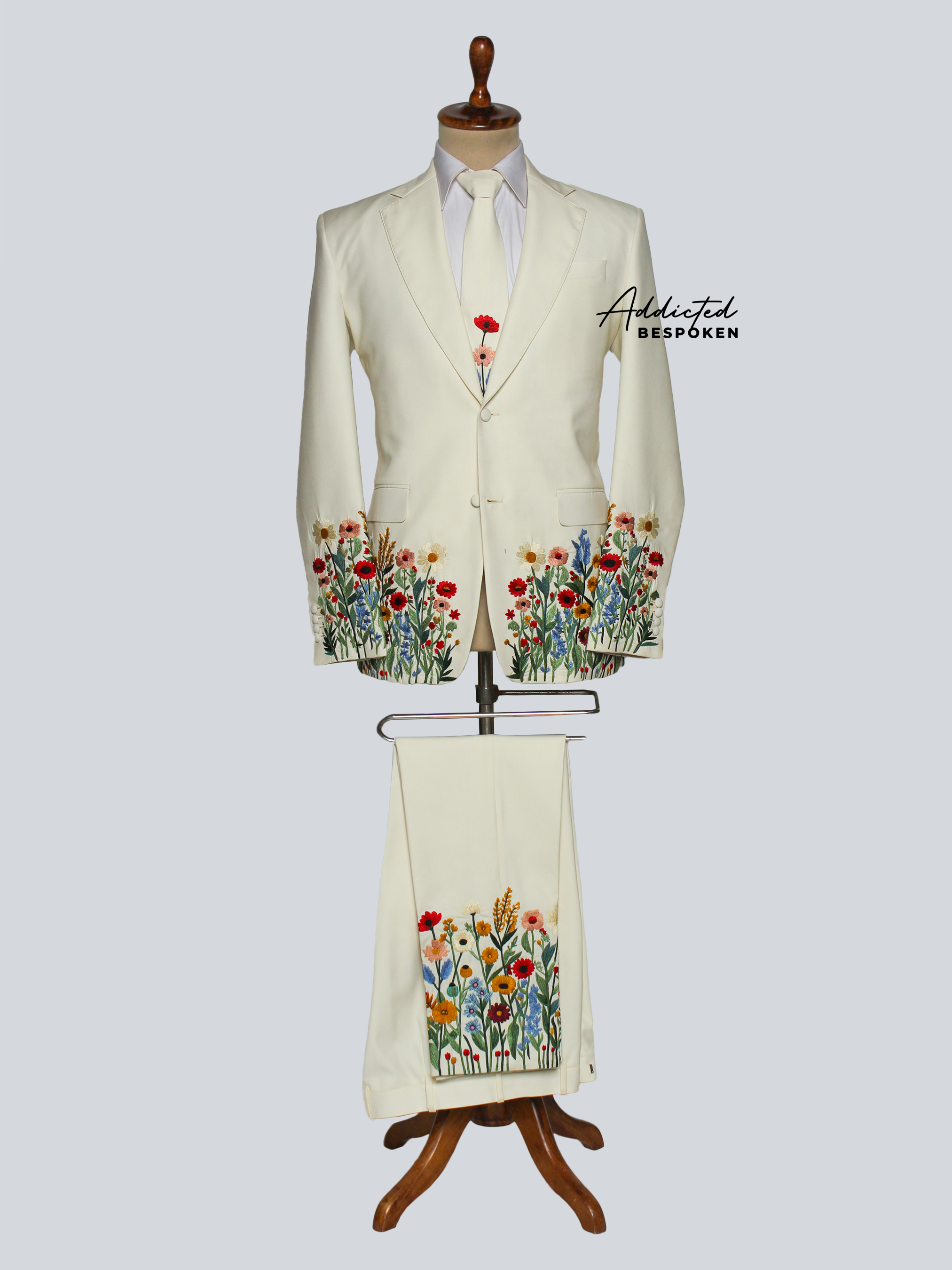 Elegant Floral Embroidered Suit