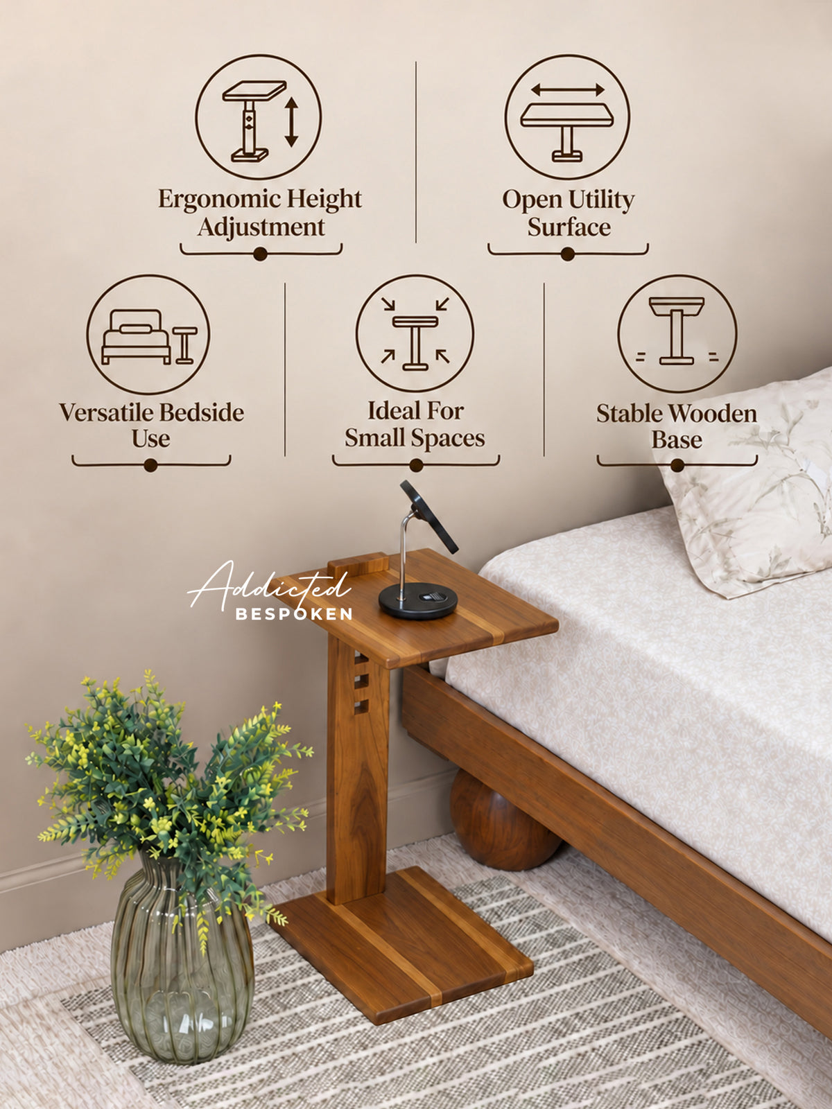 Wooden bedside table