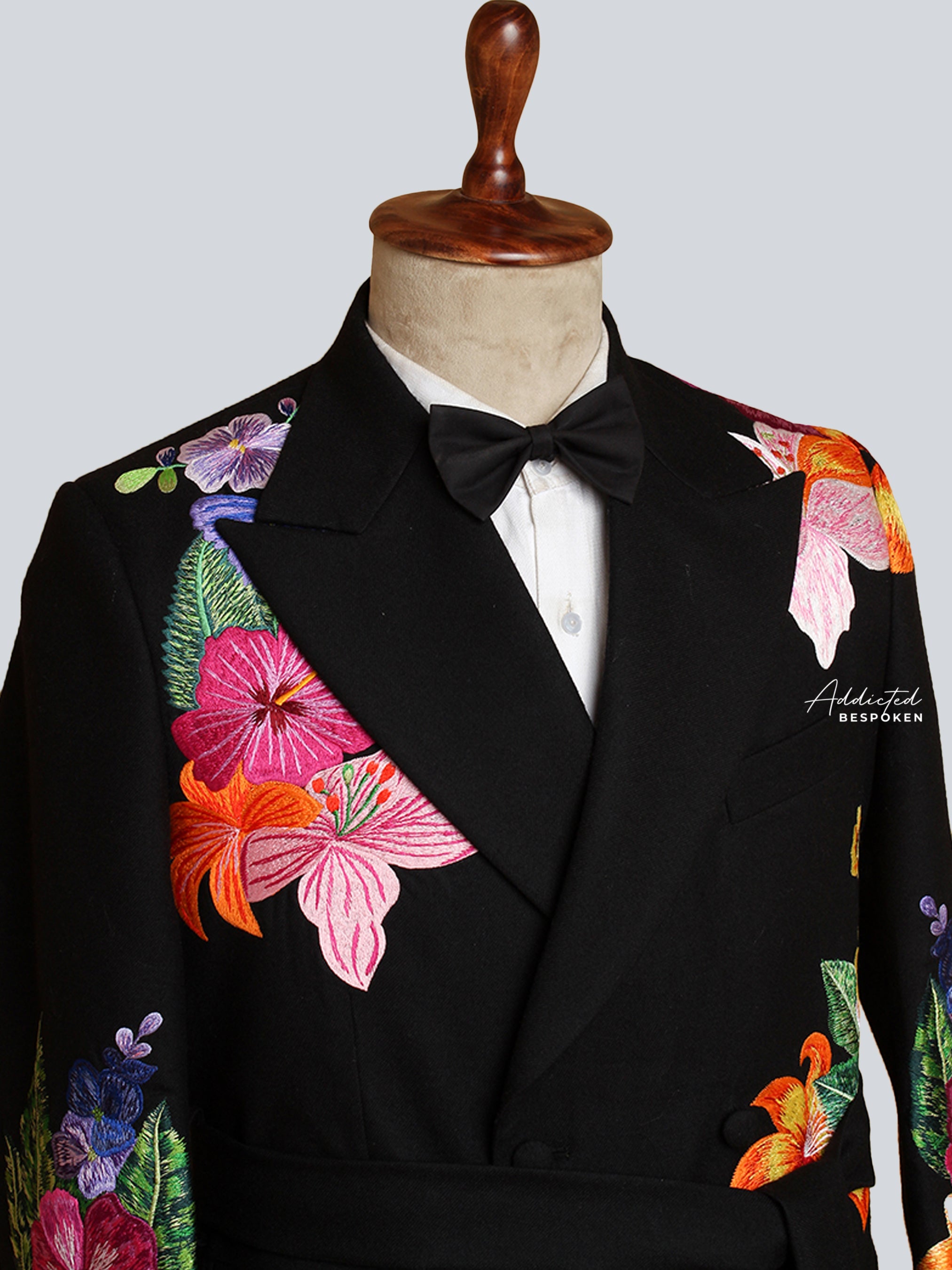 Black Floral Long Coat Addicted Bespoken