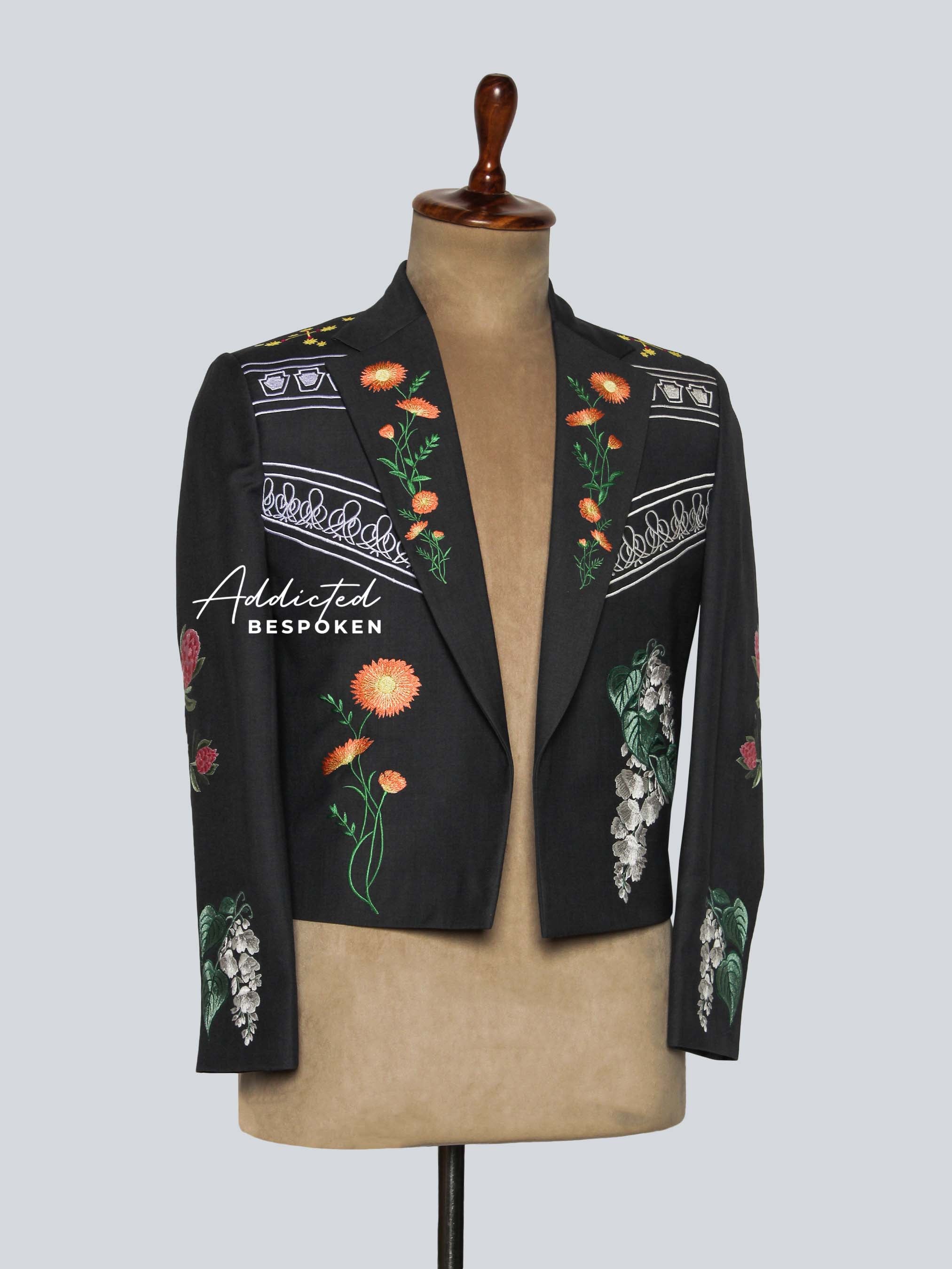 Botanical Embroidered Cropped Blazer Addicted Bespoken