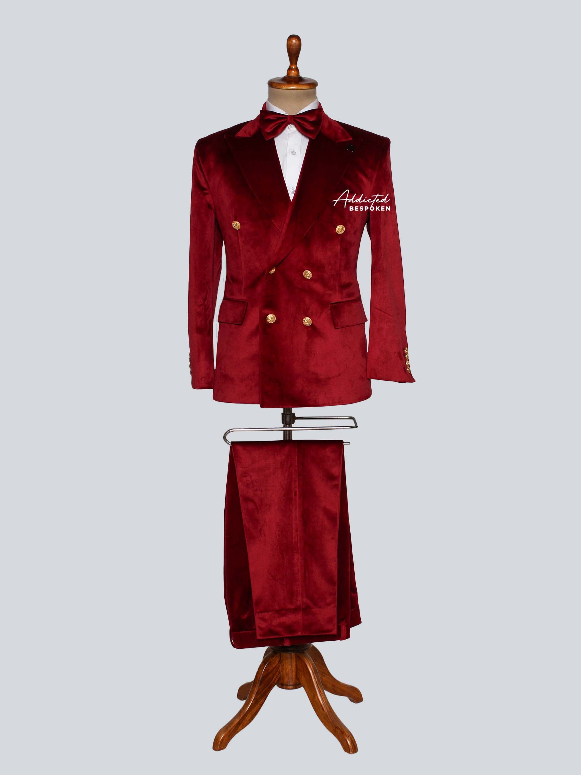 Red Velvet Double-Breasted Suit Addicted Bespoken