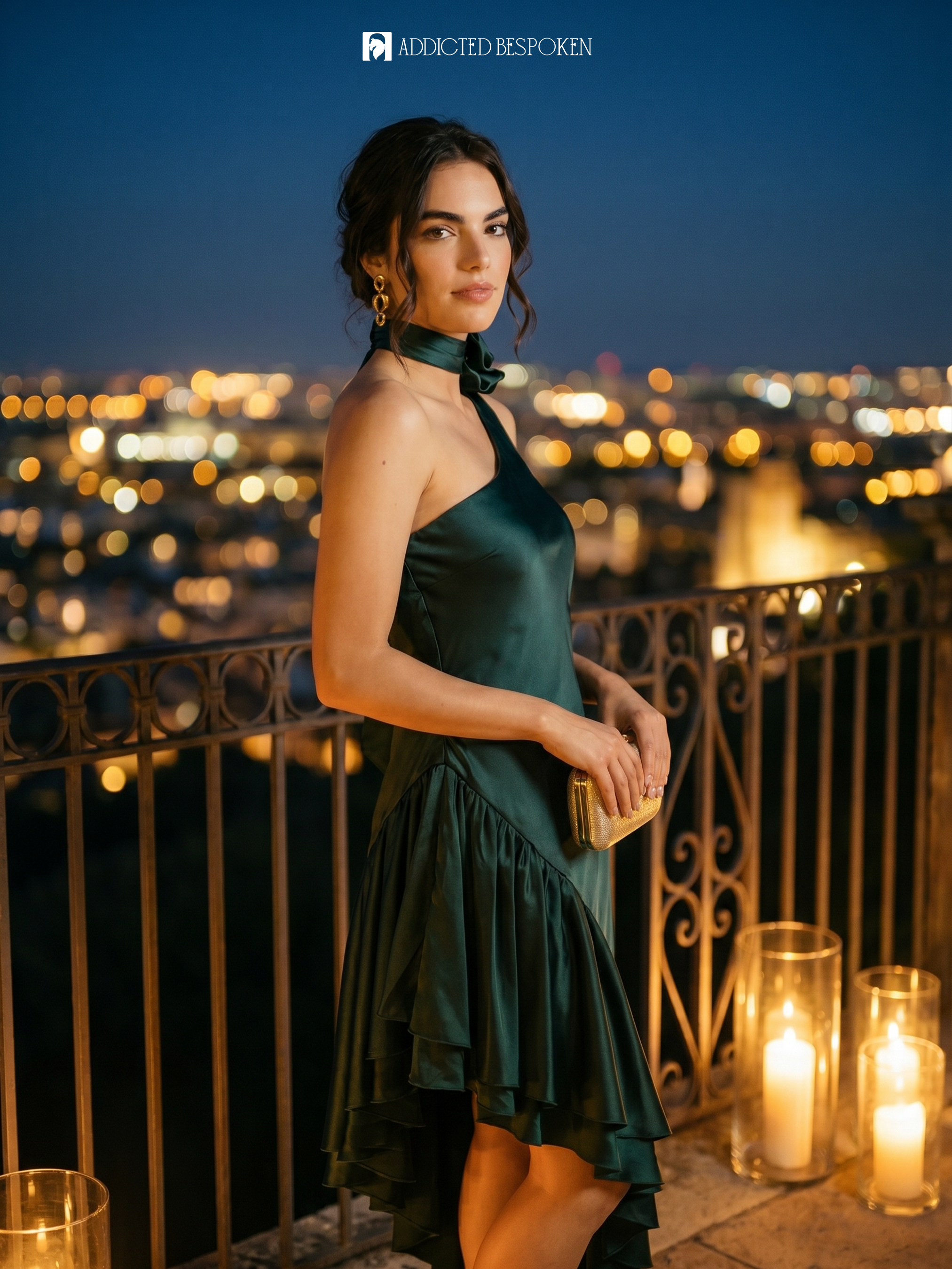 Midnight Satin Ruffle Gown Addicted Bespoken