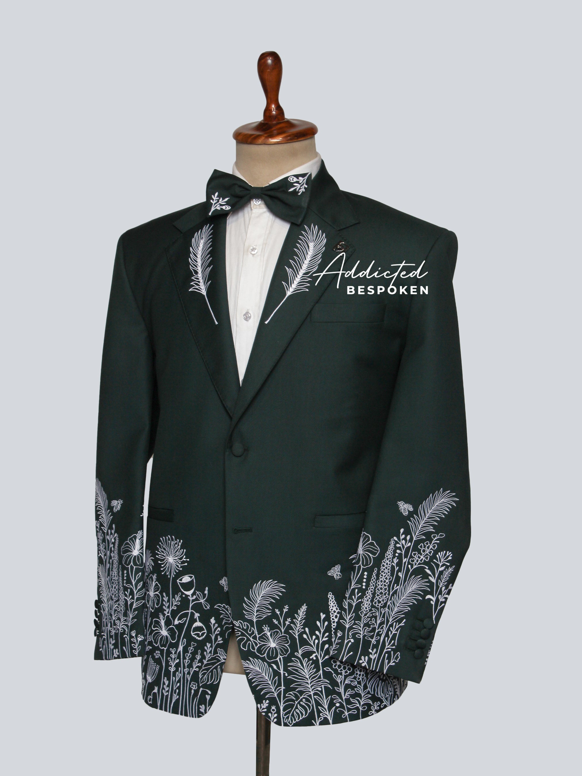 Botanical Embroidered Tuxedo Suit Addicted Bespoken