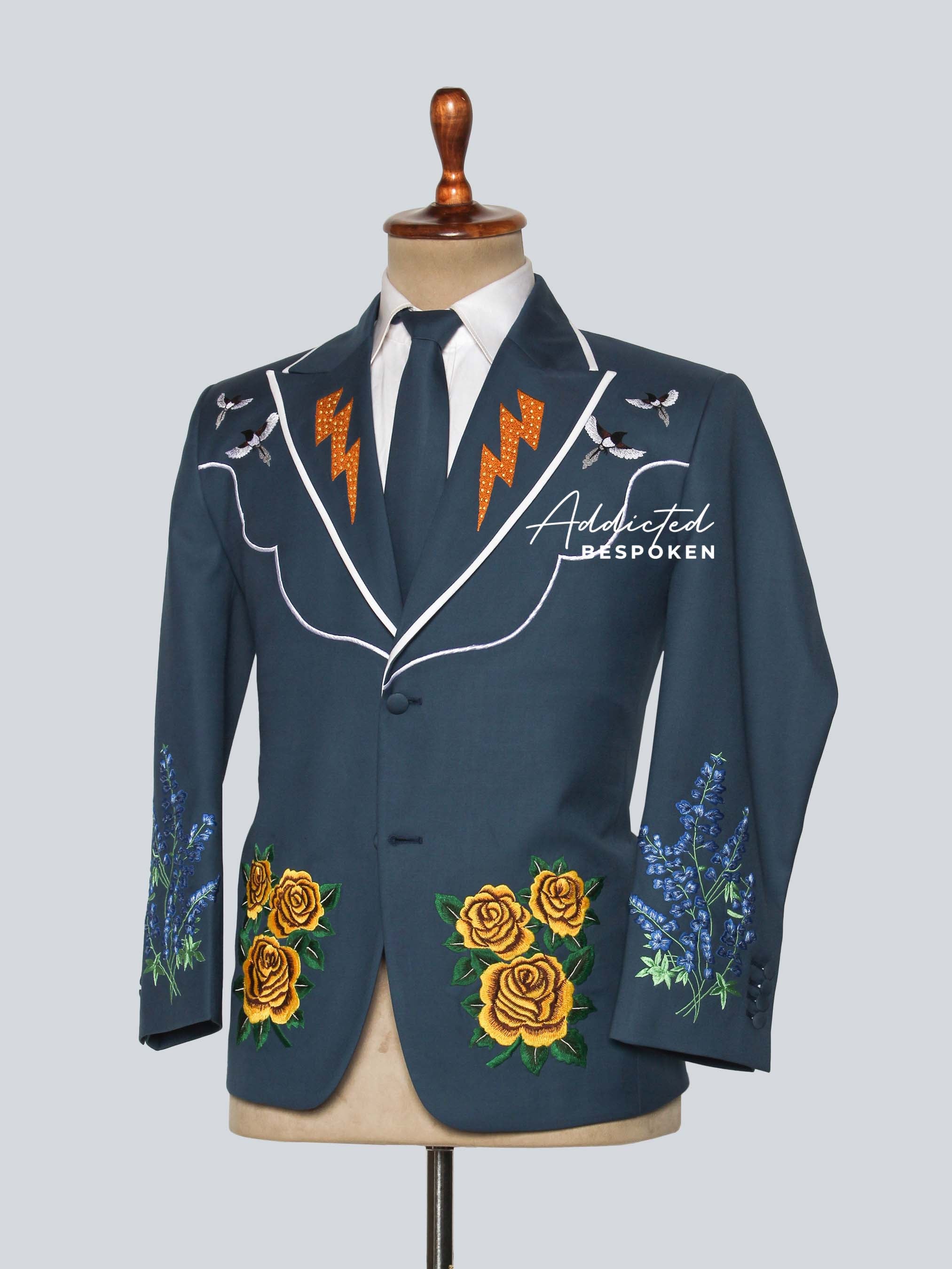 Western Rose Embroidered Suit Addicted Bespoken