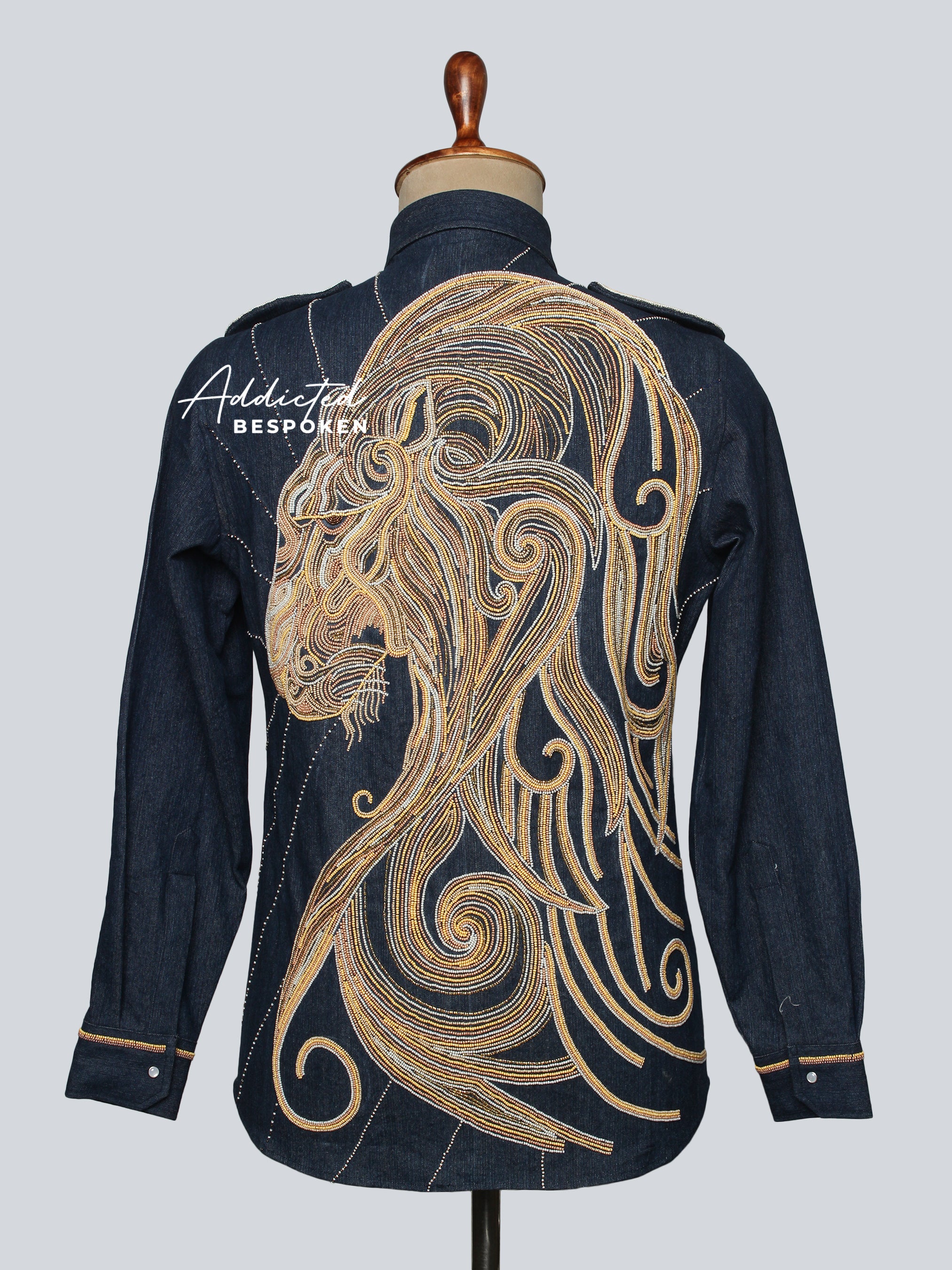 Regal Lion Embroidered Denim Shirt (CLS)