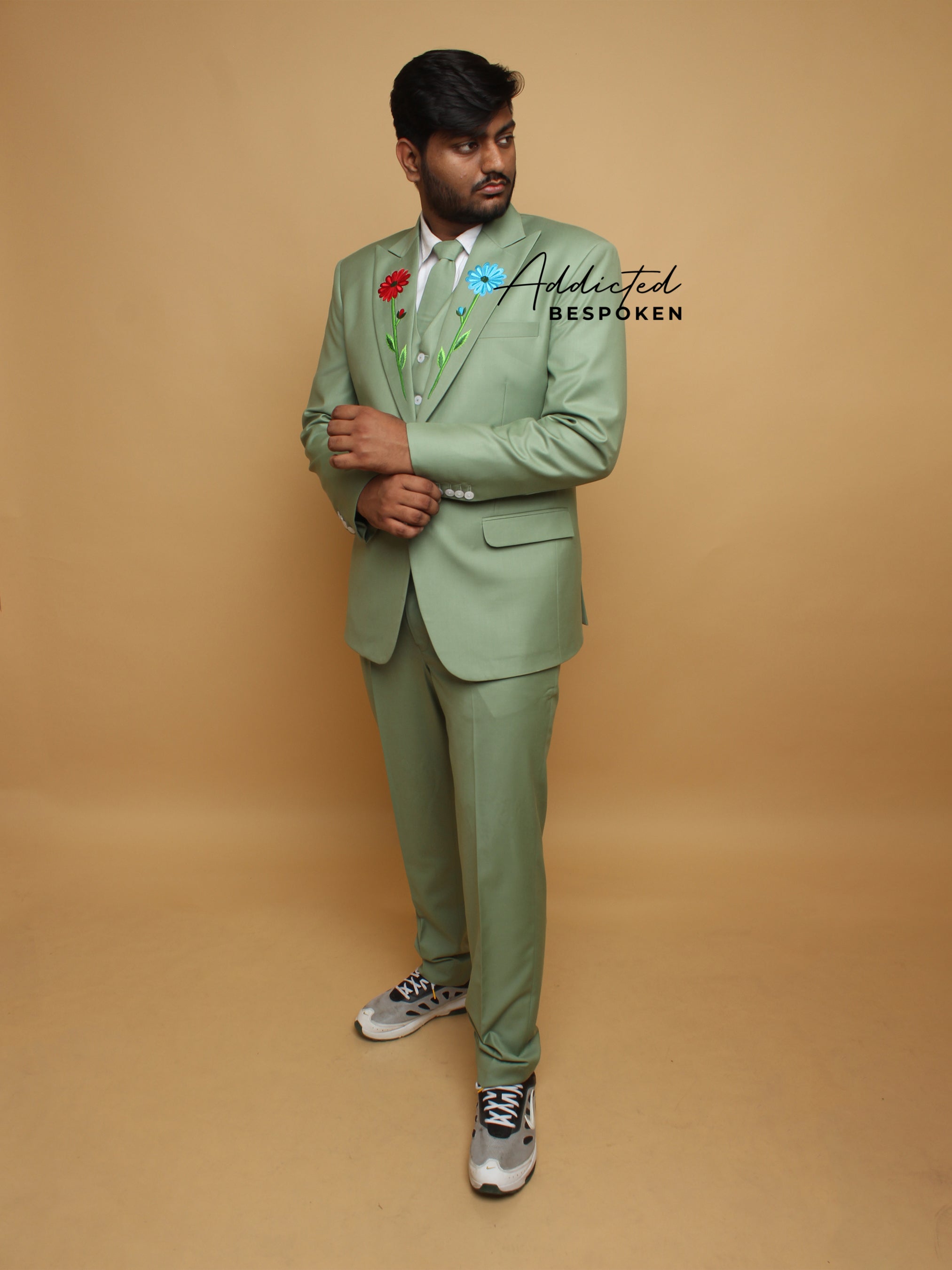 Emerald Floral Wedding Suit Addicted Bespoken