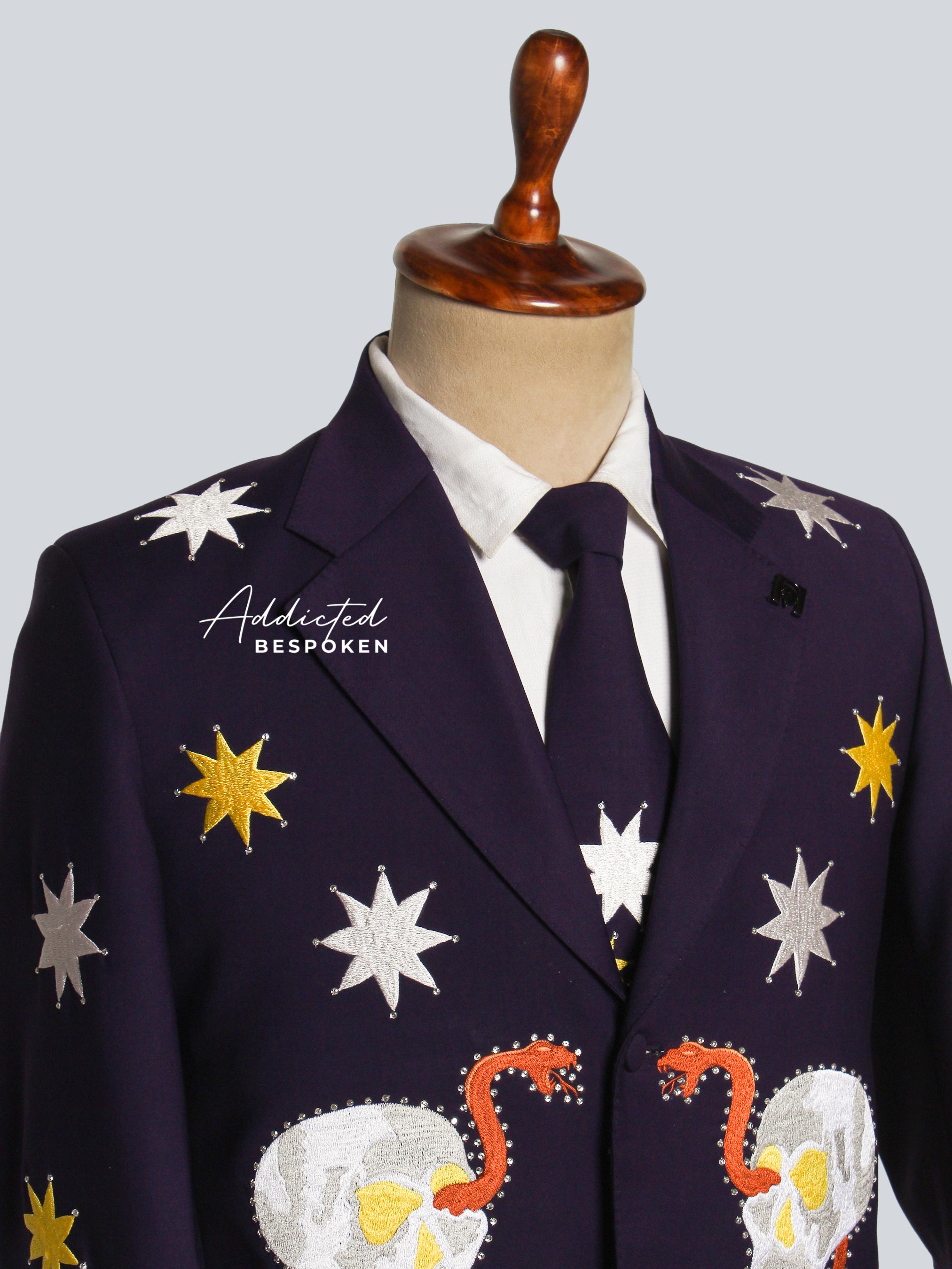 Star Skeleton Rhinestone Embroidered Western Suit