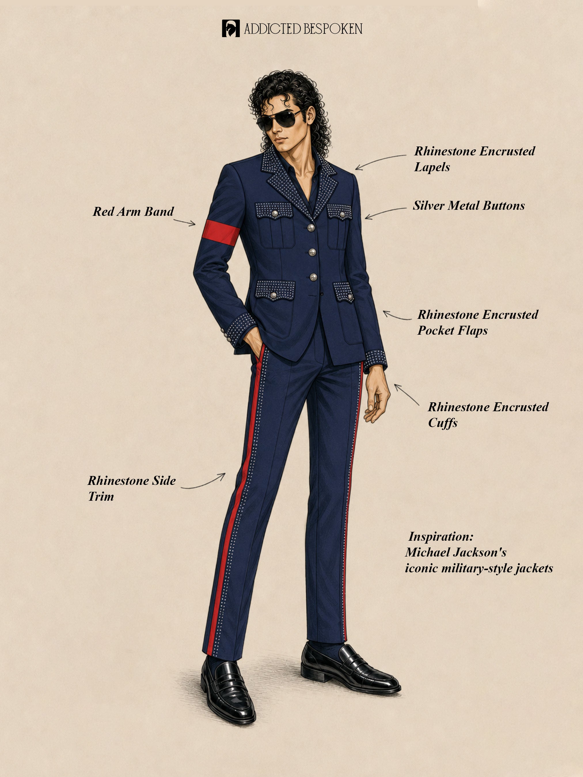 Rhinestone Military Stage Costume Addicted Bespoken