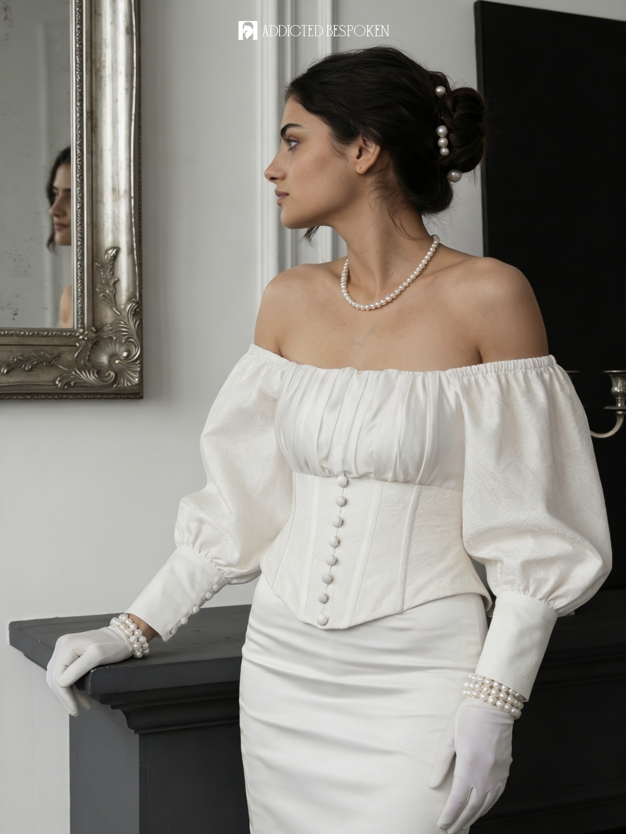 White Corset Puff Sleeve Dress Addicted Bespoken