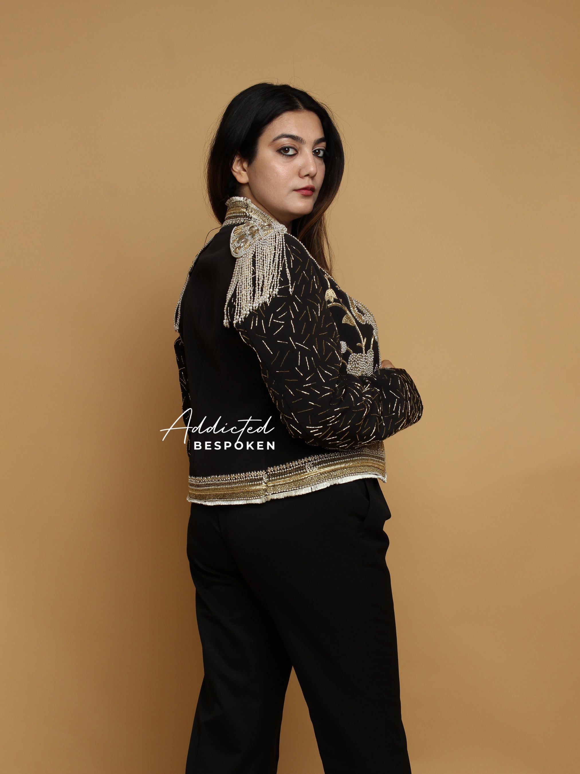Gilded Fur and Beads Crop Jacket (CLS) Addicted Bespoken