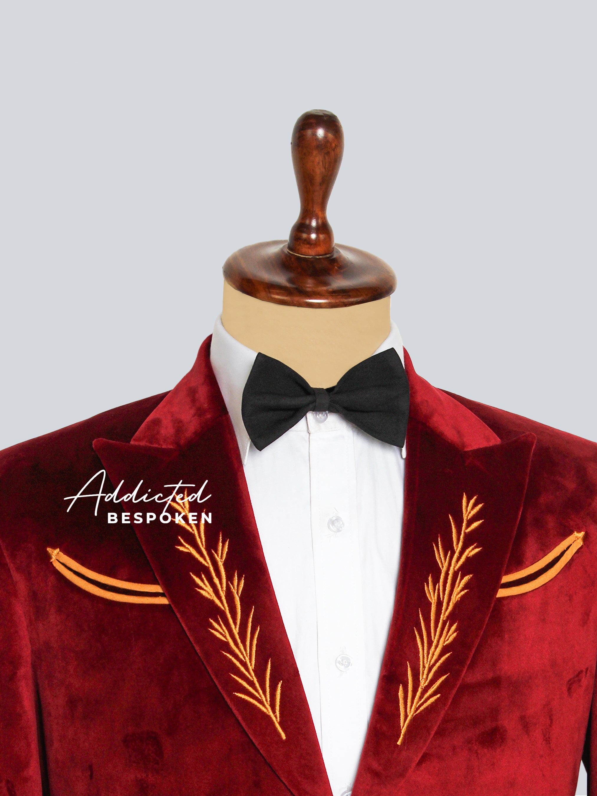 Crimson Velvet Embroidered Blazer Addicted Bespoken